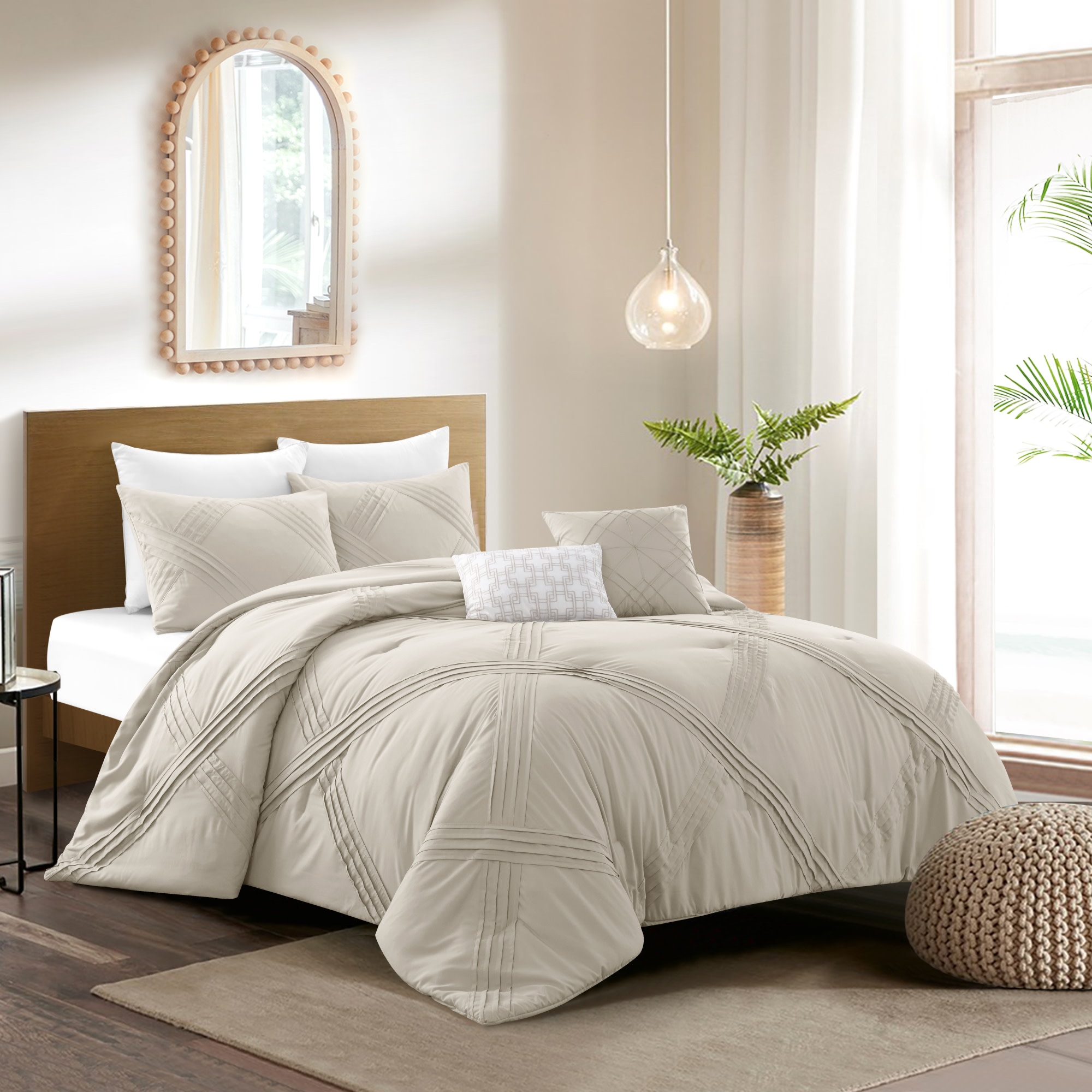 Grace Living GCS371-32BEQ-LS Ozzy Beige Solid Full/Queen Comforter