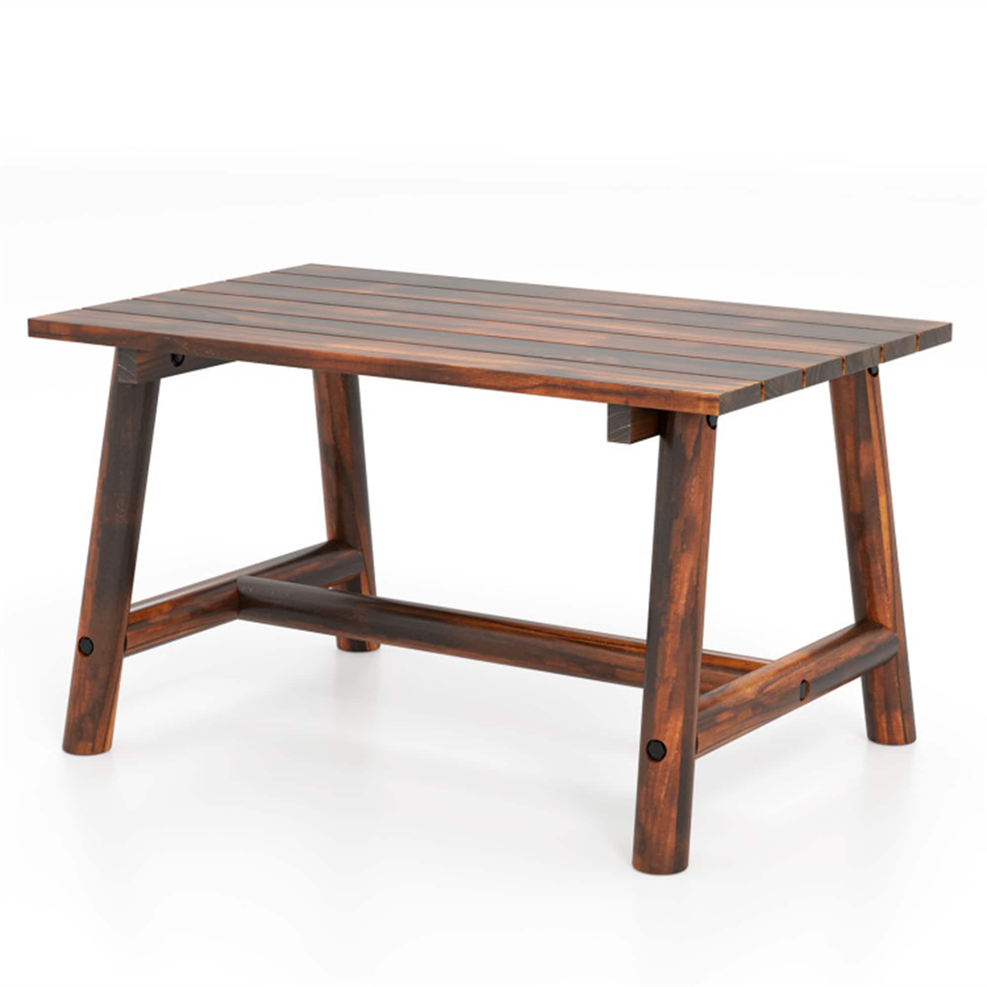 BABOOM BOM-HW71499-CO Solid Wood Patio Table Rectangle Outdoor Coffee Table 21.5-in W x 35.5-in L
