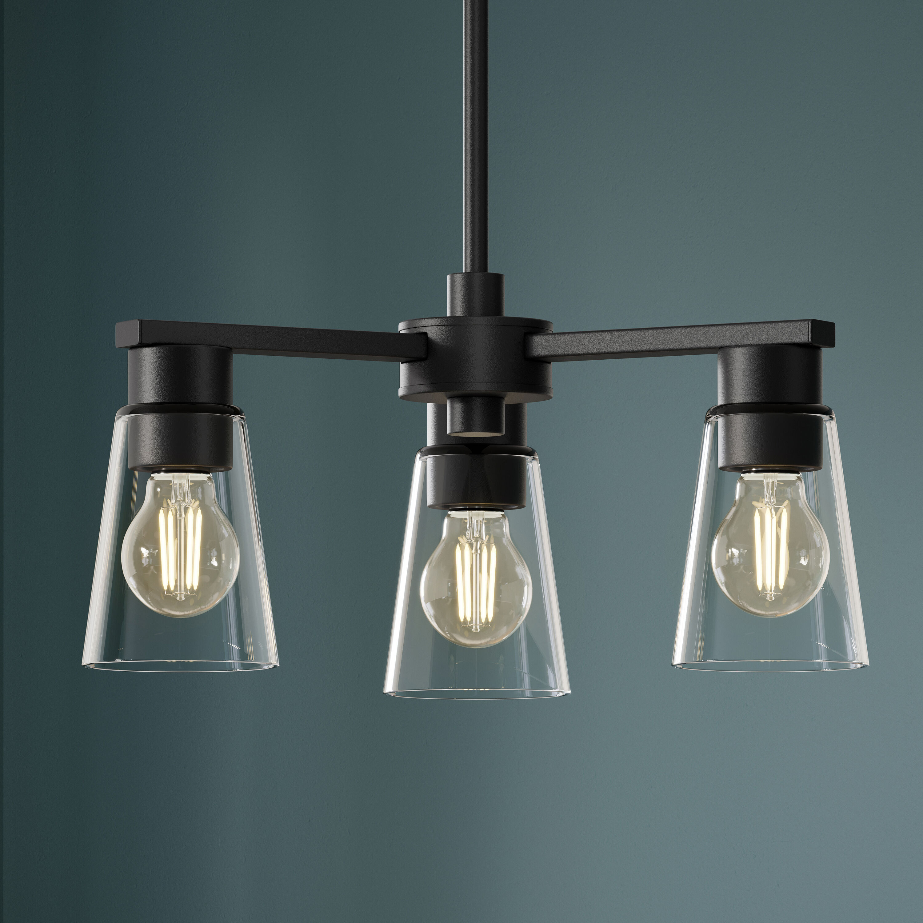 Kichler Stamos 18" 3-Light Chandelier with Clear Glass in Black