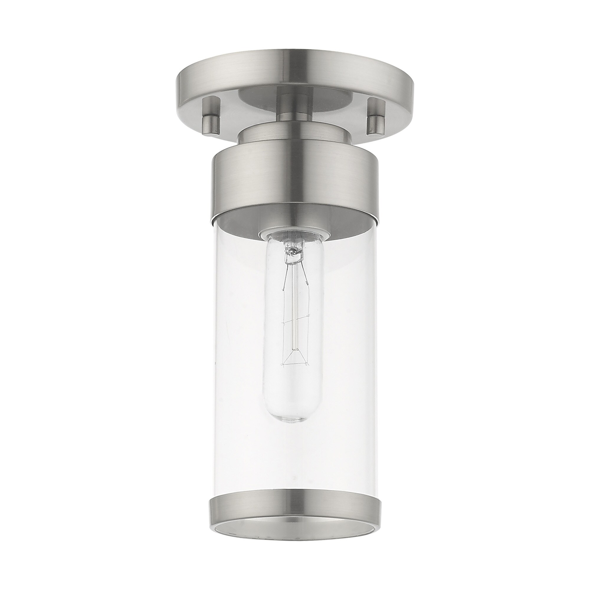 Hillcrest Contemporary Brushed Nickel 1-Light Flush Mount