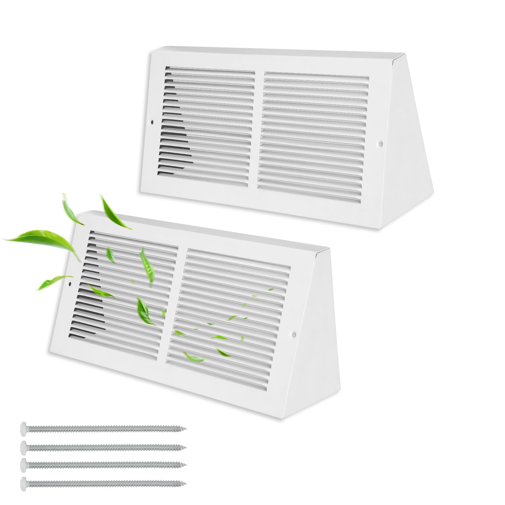 Anqtovp  Steel Triangular Baseboard Return Air Grille Vent Cover for 14 by 6 Duct Opening White Powder Coated Durable durable home and garden