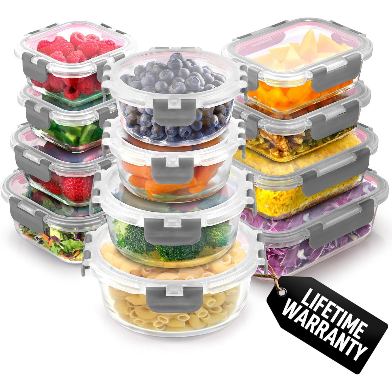Zulay Kitchen 12 Pack Glass Meal Prep Food Storage Containers with Lids ...