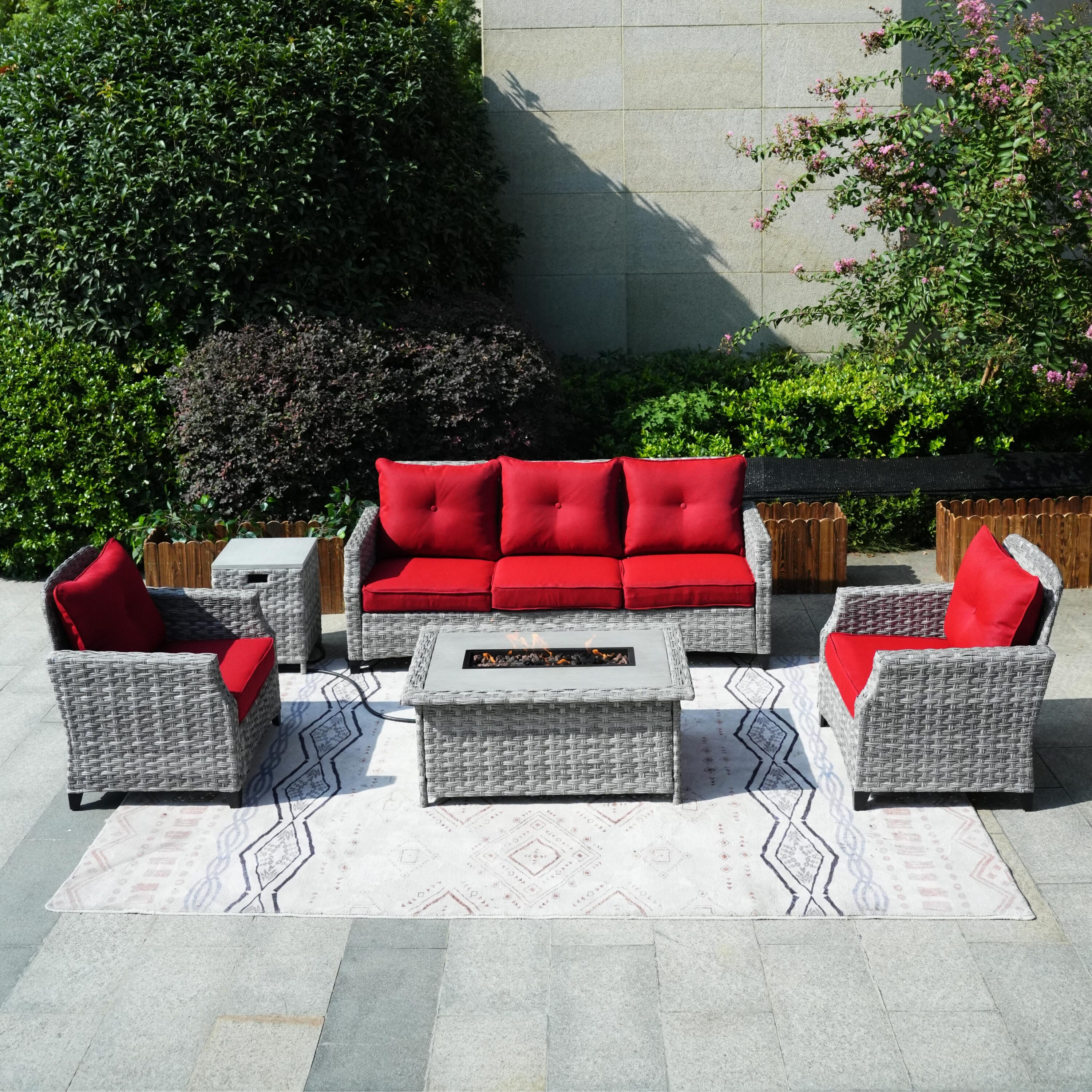 Direct Wicker DWG-1802S-RED Patio-Conversation-Sets - View #3