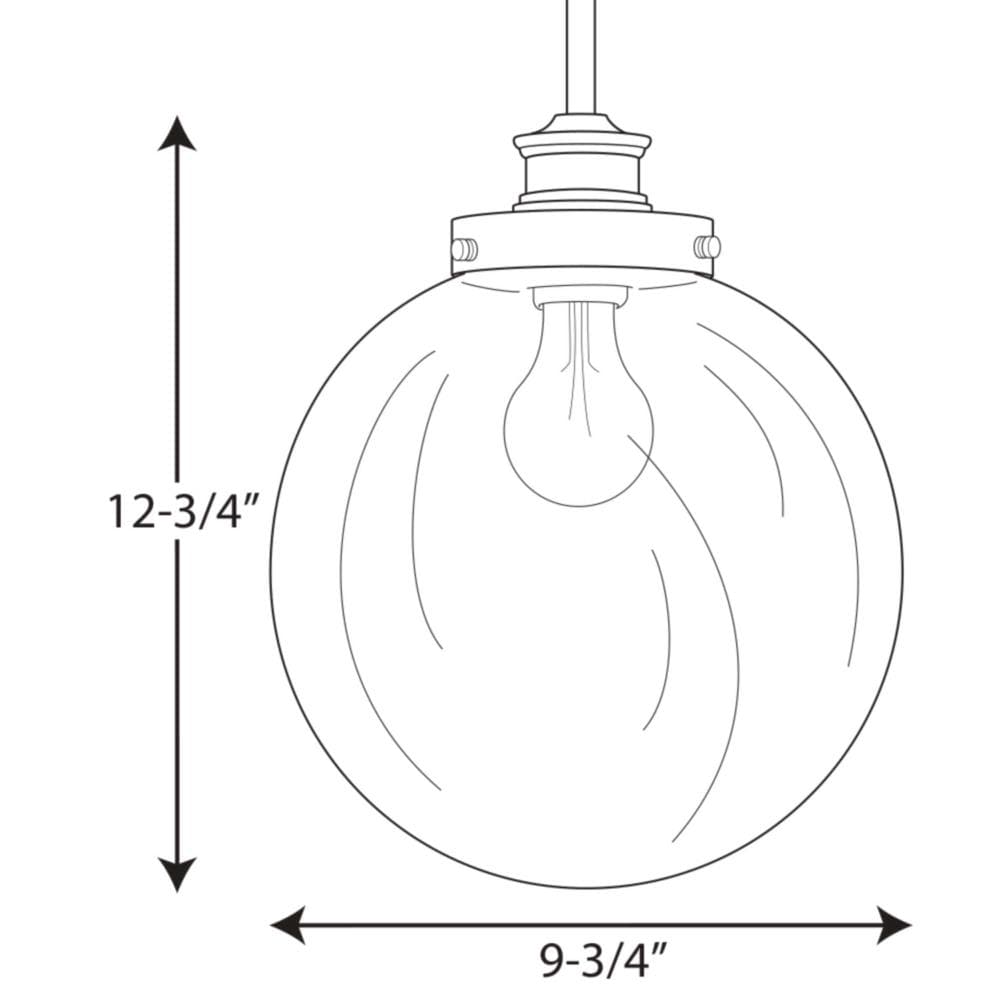 Polished Nickel & Clear Glass 12.75" Farmhouse Globe Pendant Light