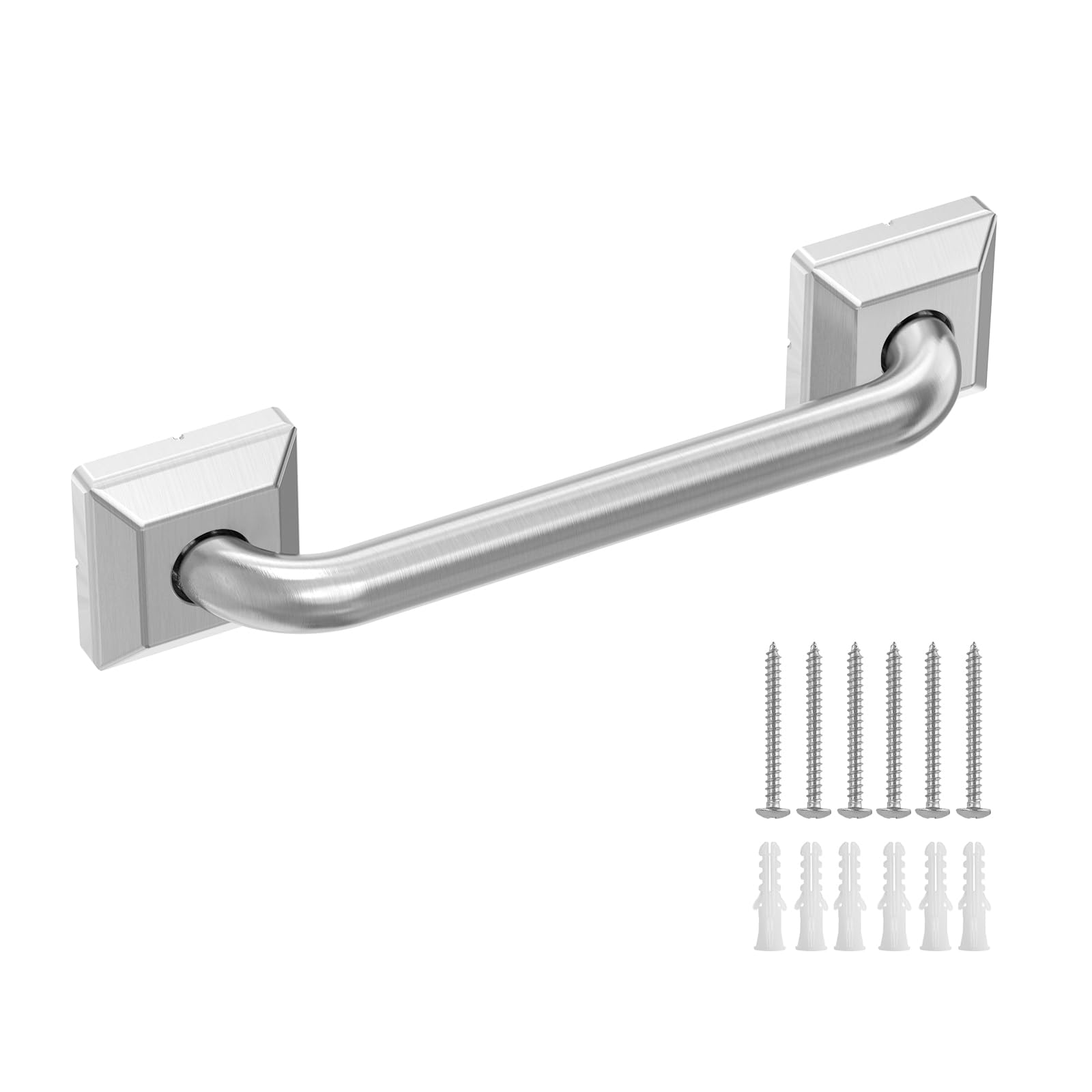 Phyfalip  9 Inch Bathroom Grab Bar Anti Slip Square Shower Safety Bar 304 Stainless Steel Handle for Elderly Children Handicap Easy Install Piece