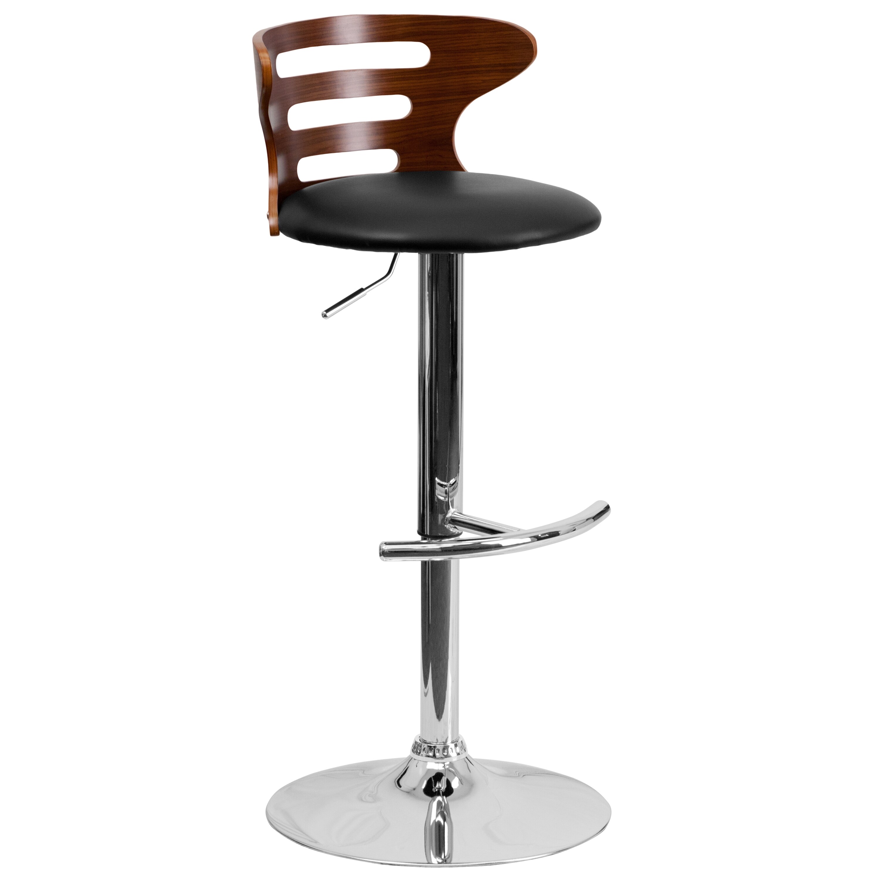 Flash Furniture 847254066327 Walnut 32-in H Adjustable height Swivel Metal Bar Stool Back