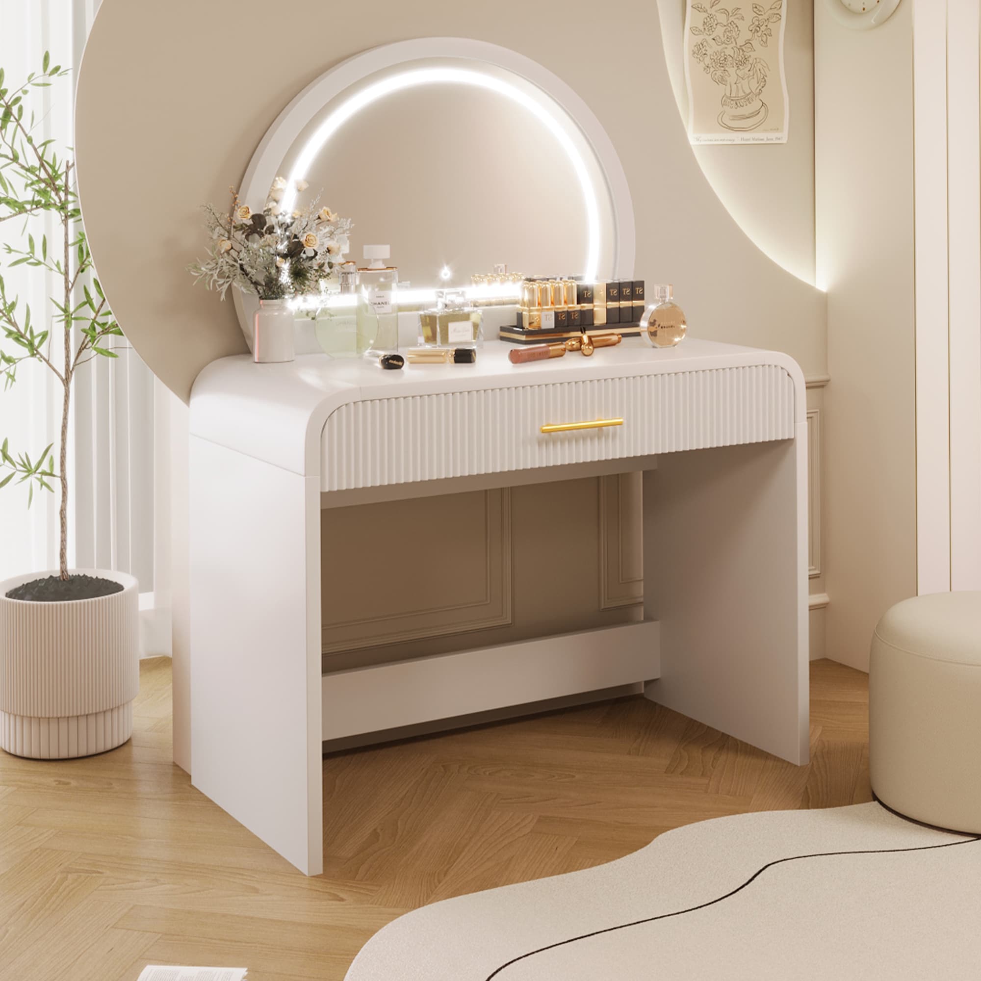 Lycvki MUT-58 39-in White Makeup Vanity