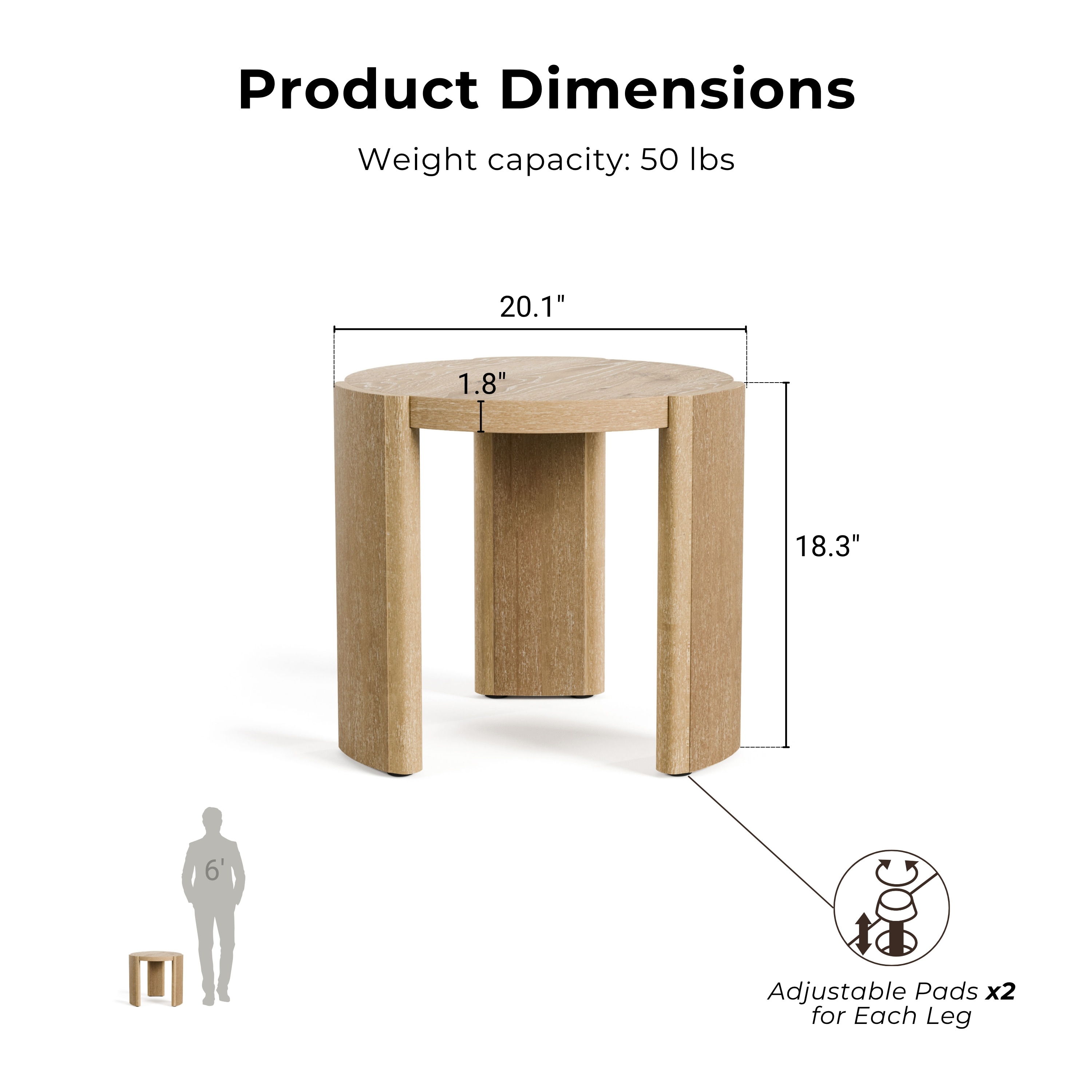 Furniture of America Ashford 20-in W x 18-in H Oak Wood Round Modern ...