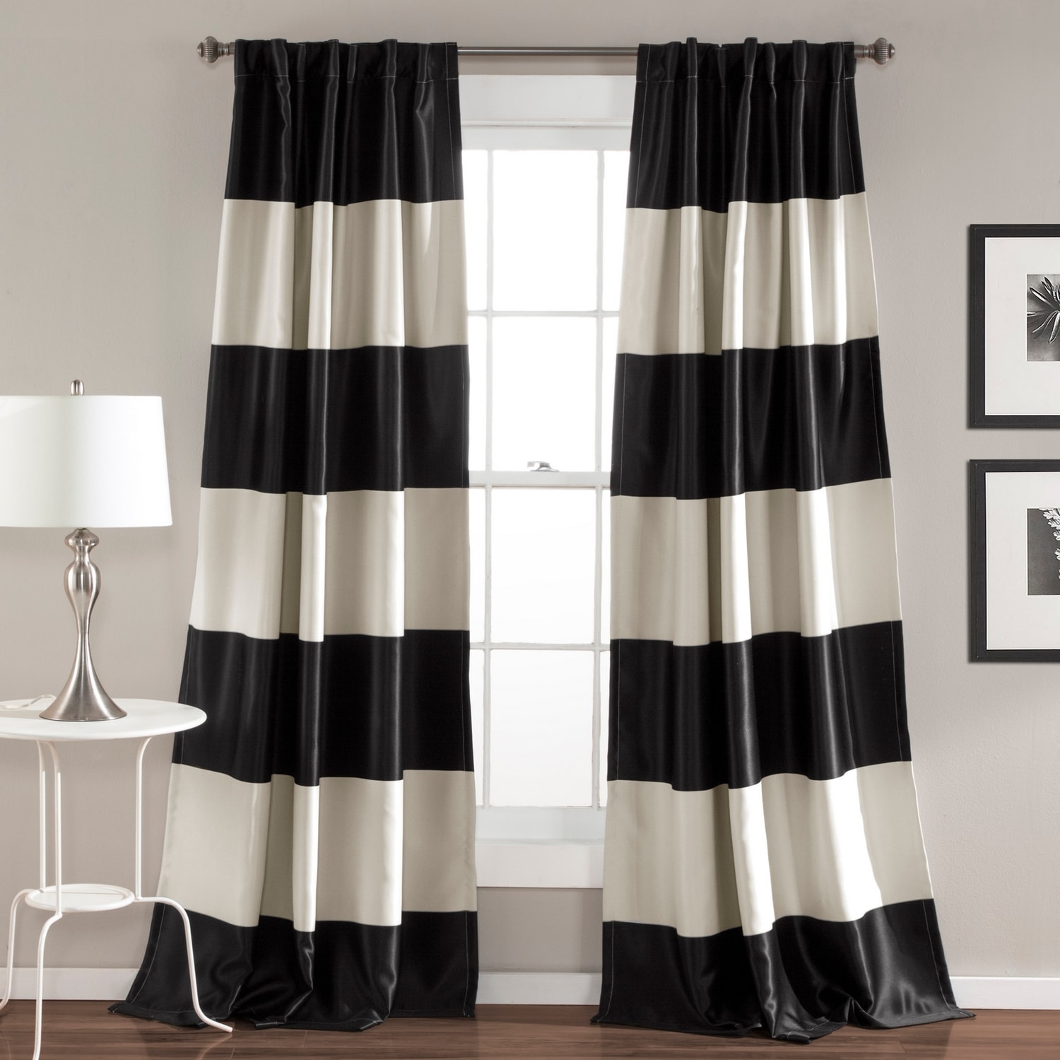 Lush Decor C42199P15-000 84-Inches Black Light filtering Rod pocket Curtain panel pair