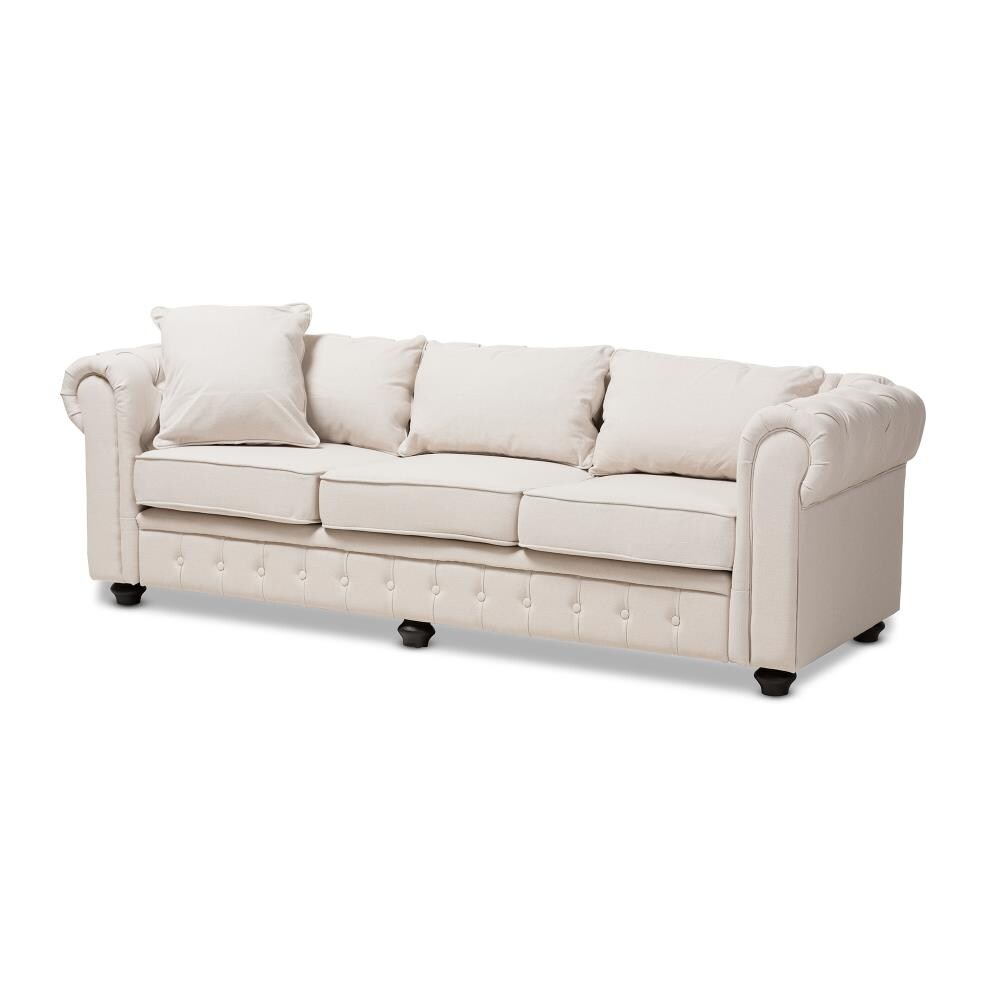 Baxton Studio 144-8096-LW Alaise 90-in Modern Beige Polyester/Blend 3-seater Sofa