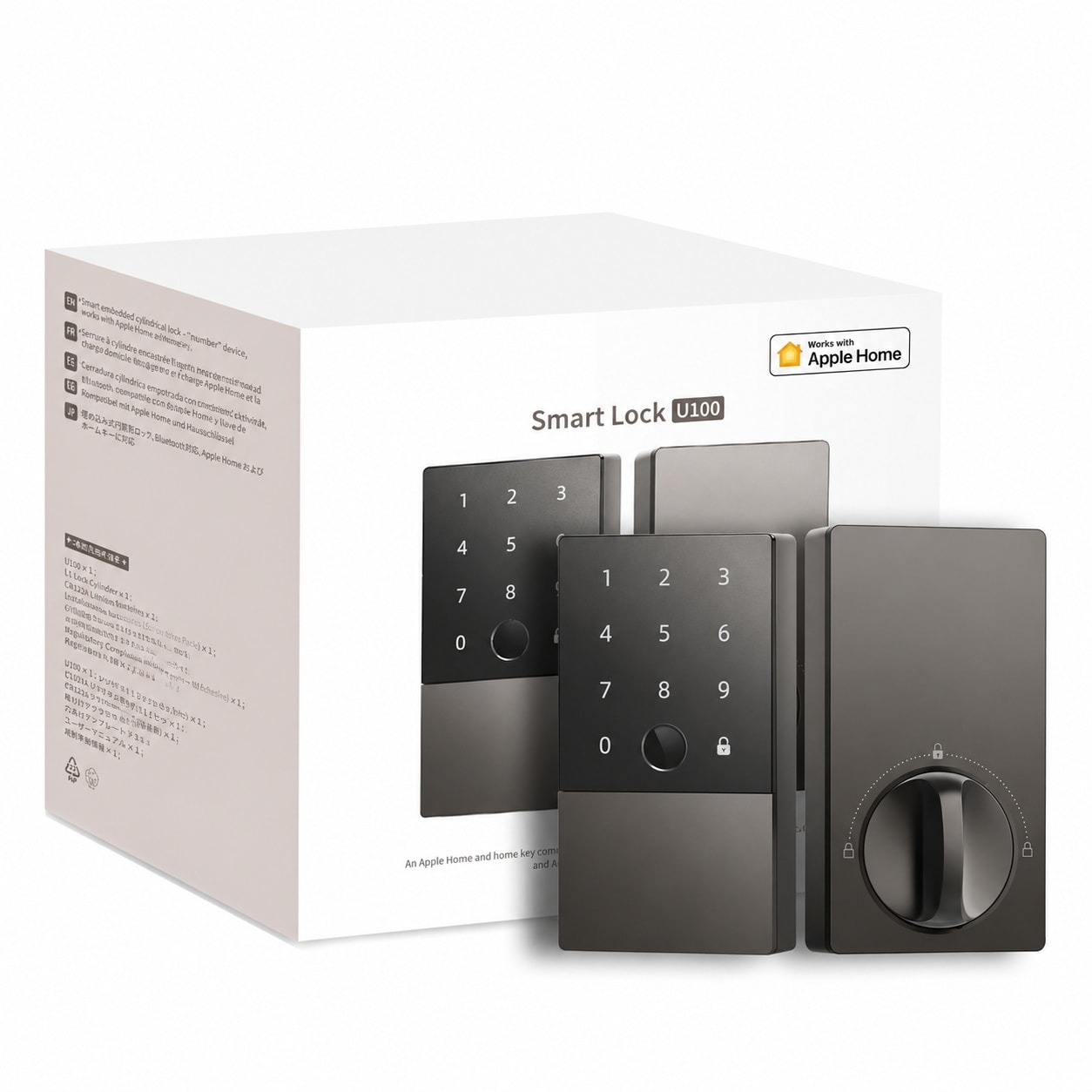 Phewnyzo  Smart Lock U100 Fingerprint Keyless Entry Door Lock with Apple Home Key Touchscreen Keypad Bluetooth Electronic Deadbolt IP65
