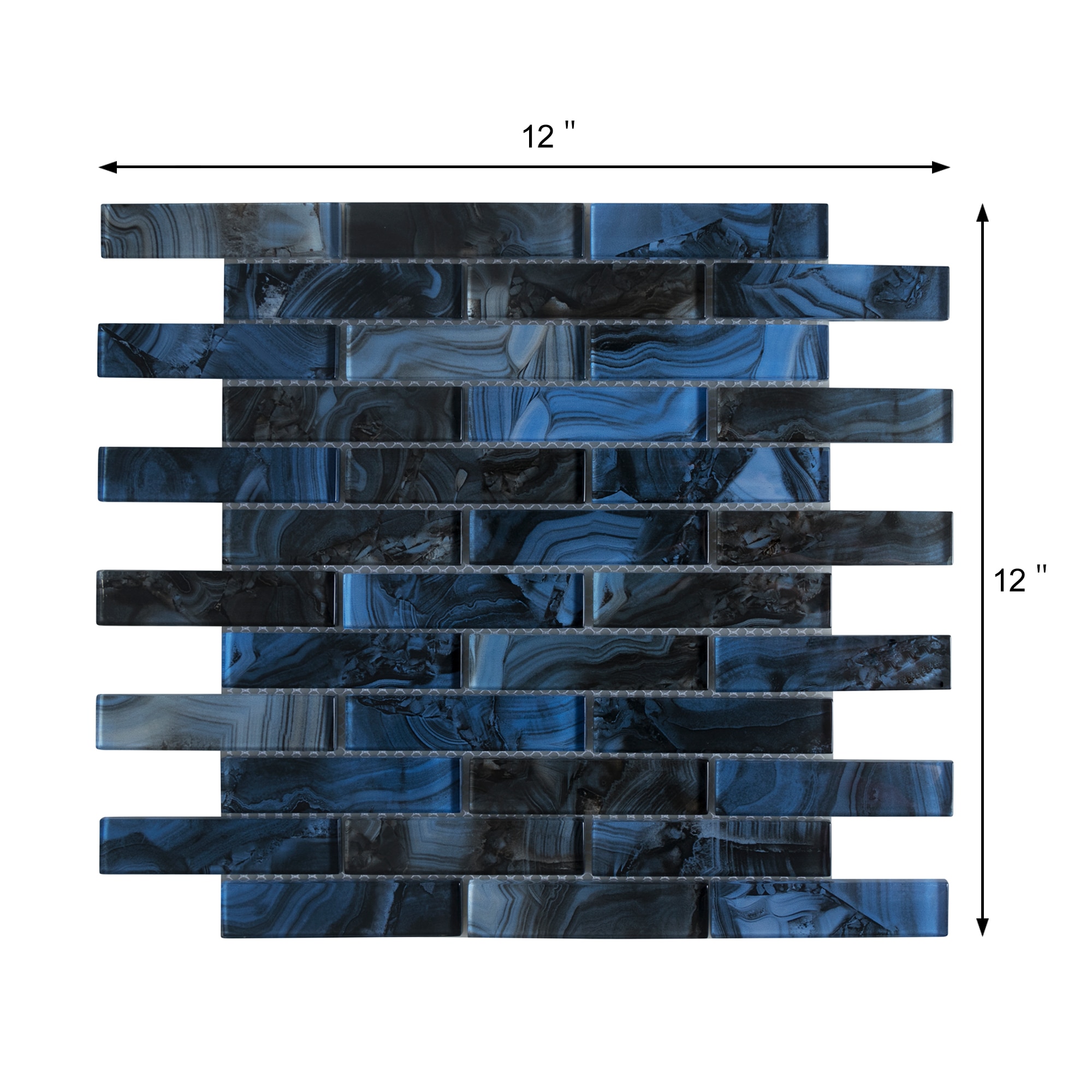 Blue and Gray Polished Glass Mosaic Wall Tile