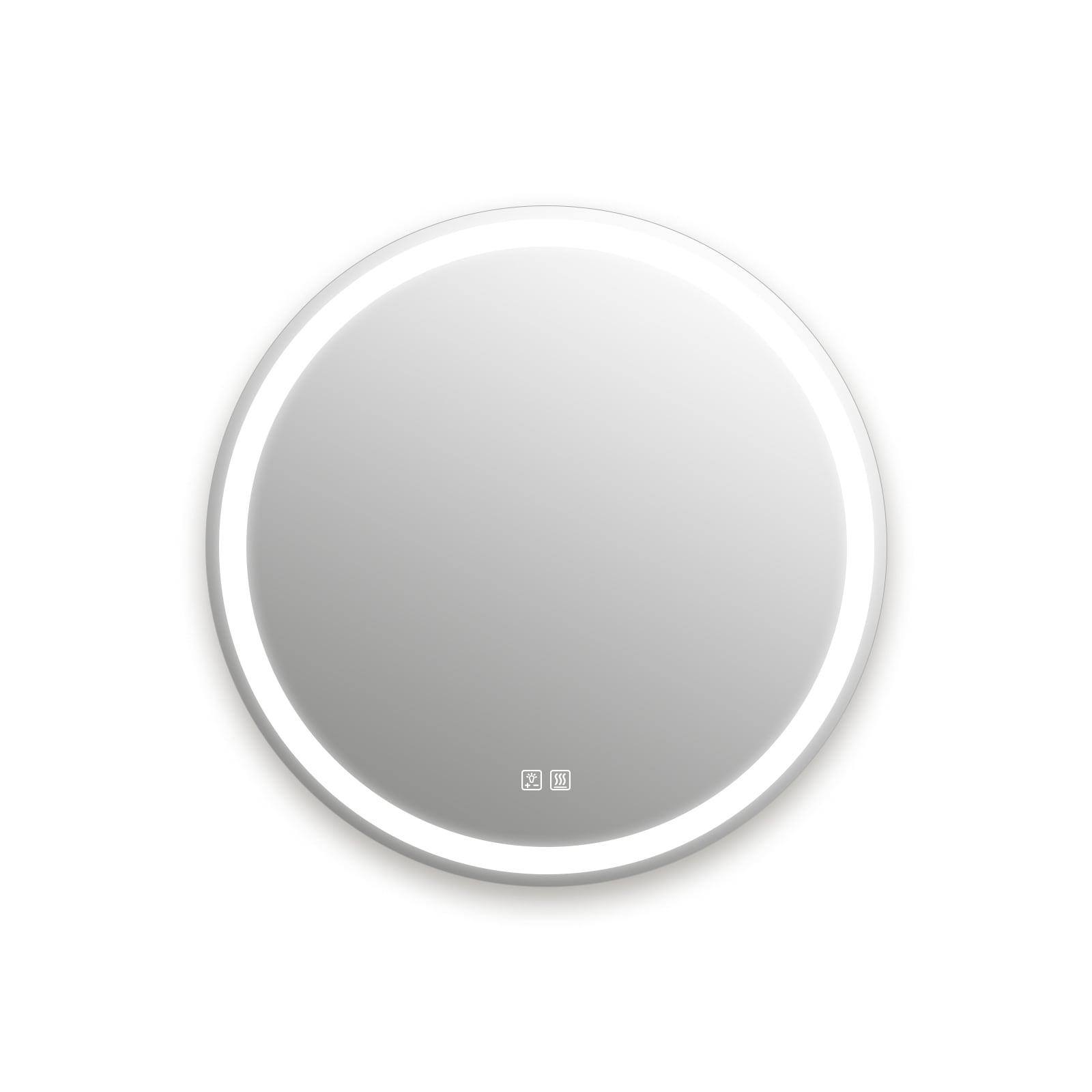 FurniFusion MA06R24TD-OL 24-in x 24-in Polished Frameless Round Dimmable LED Lighted Fog Free Bathroom Vanity Mirror ( Silver )