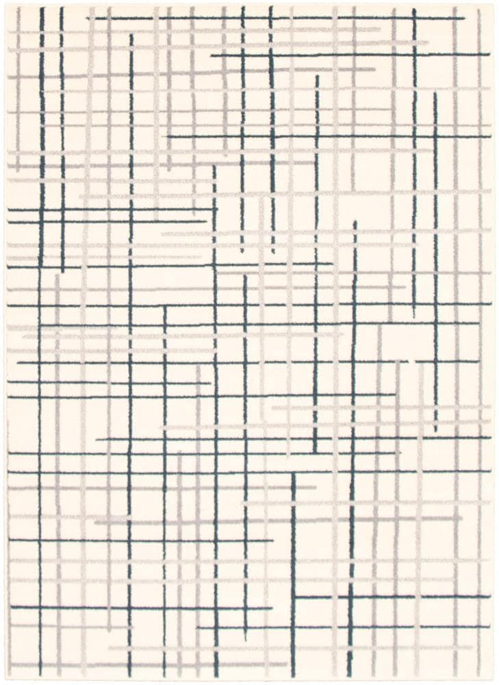 ECARPETGALLERY 315518 Tessa 4 x 6 (ft) Loomed Polypropylene Silver Cream Petrol Rectangular Indoor Bohemian/Eclectic Area rug