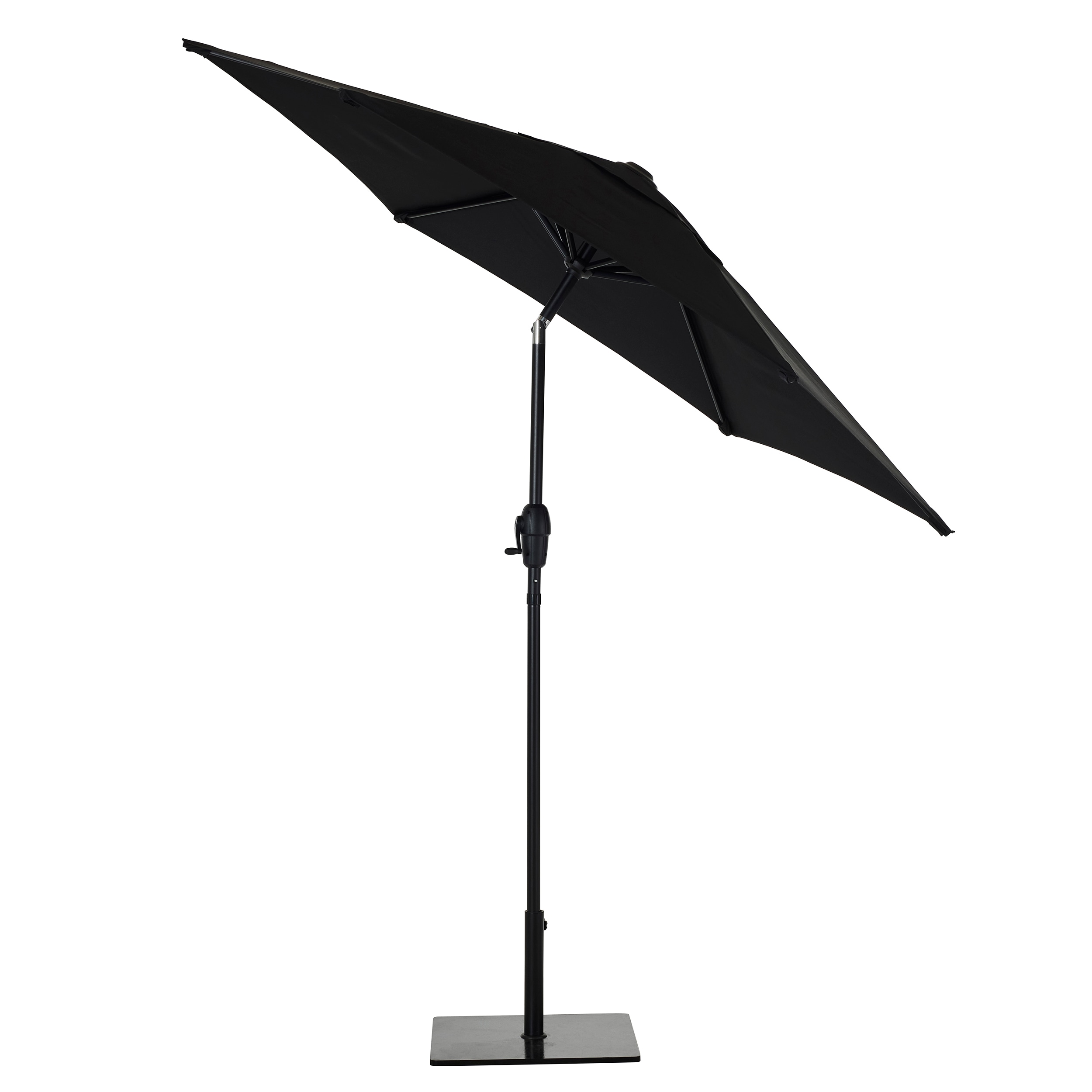 Style Selections 7.5-Feet Steel Black Push-button Tilt Market Patio Umbrella #UCS18102A-SB