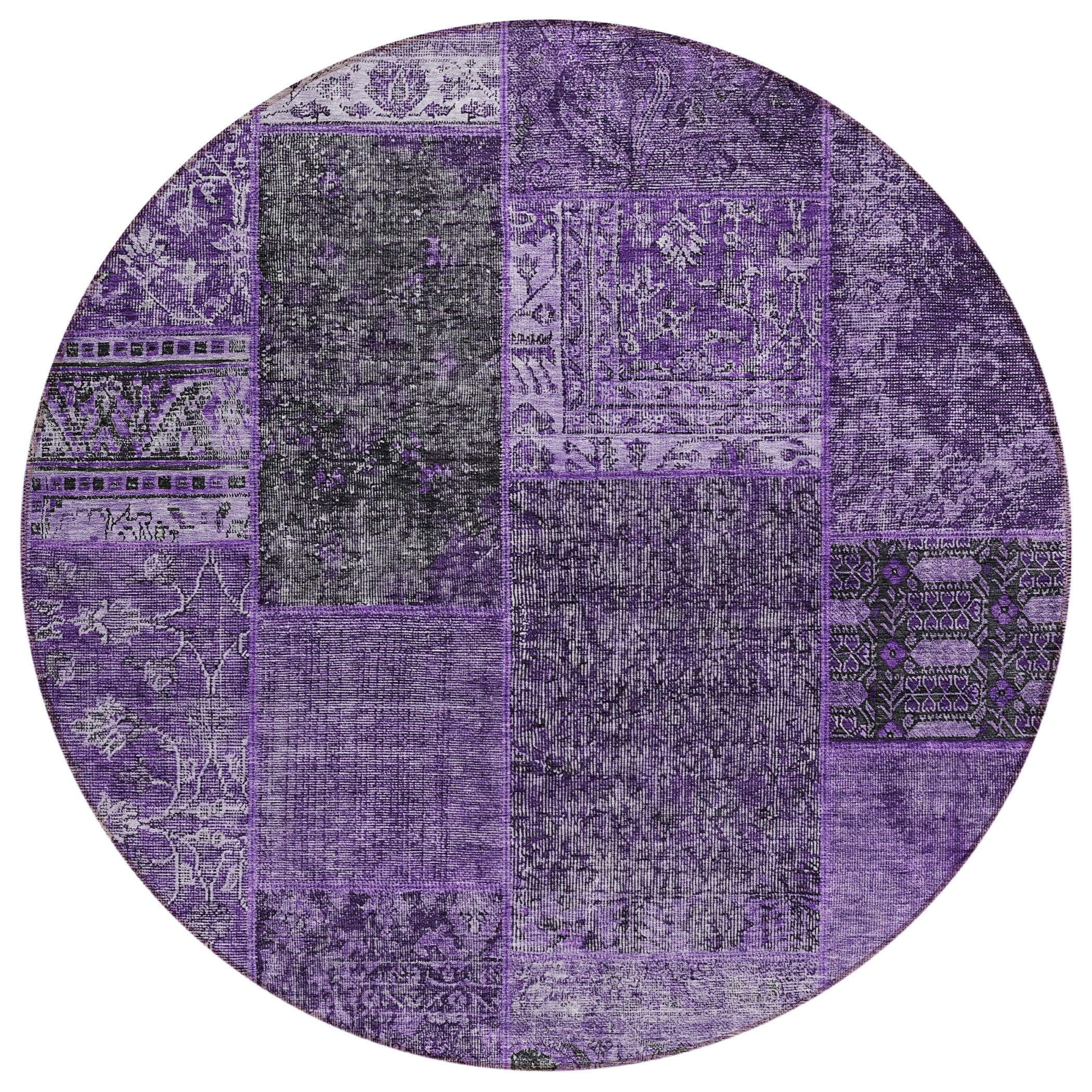 Addison Rugs ACN669EG8RO Chantille ACN669EG 8 x 8 (ft) Polyester Eggplant Round Indoor/Outdoor Geometric Machine washable Area rug