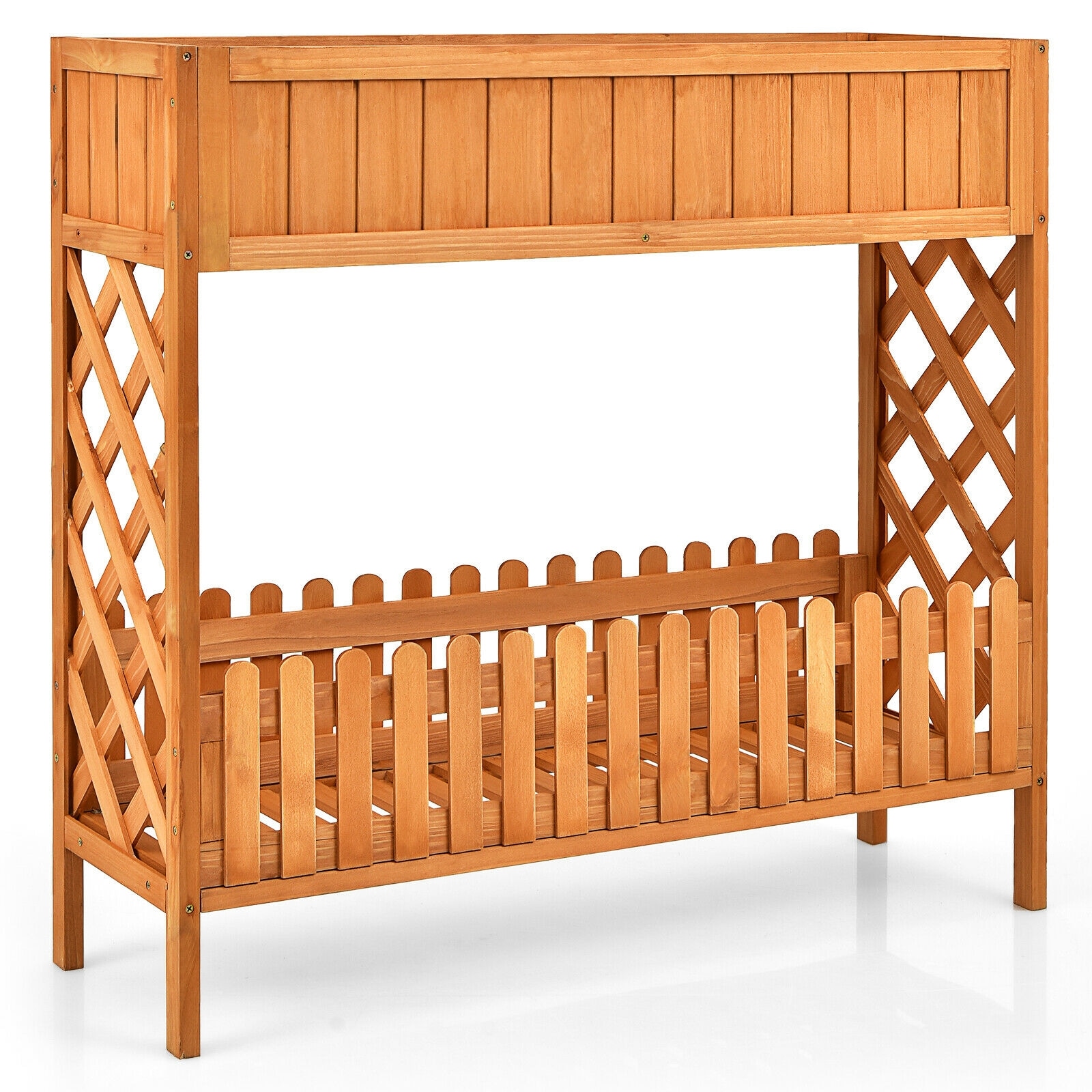 Forclover CTW-GT3730 Ch Wooden Raised Bed Plant Stand 32.5-Inches H x 25-Inches W Natural Indoor/Outdoor Rectangular Wood Plant Stand