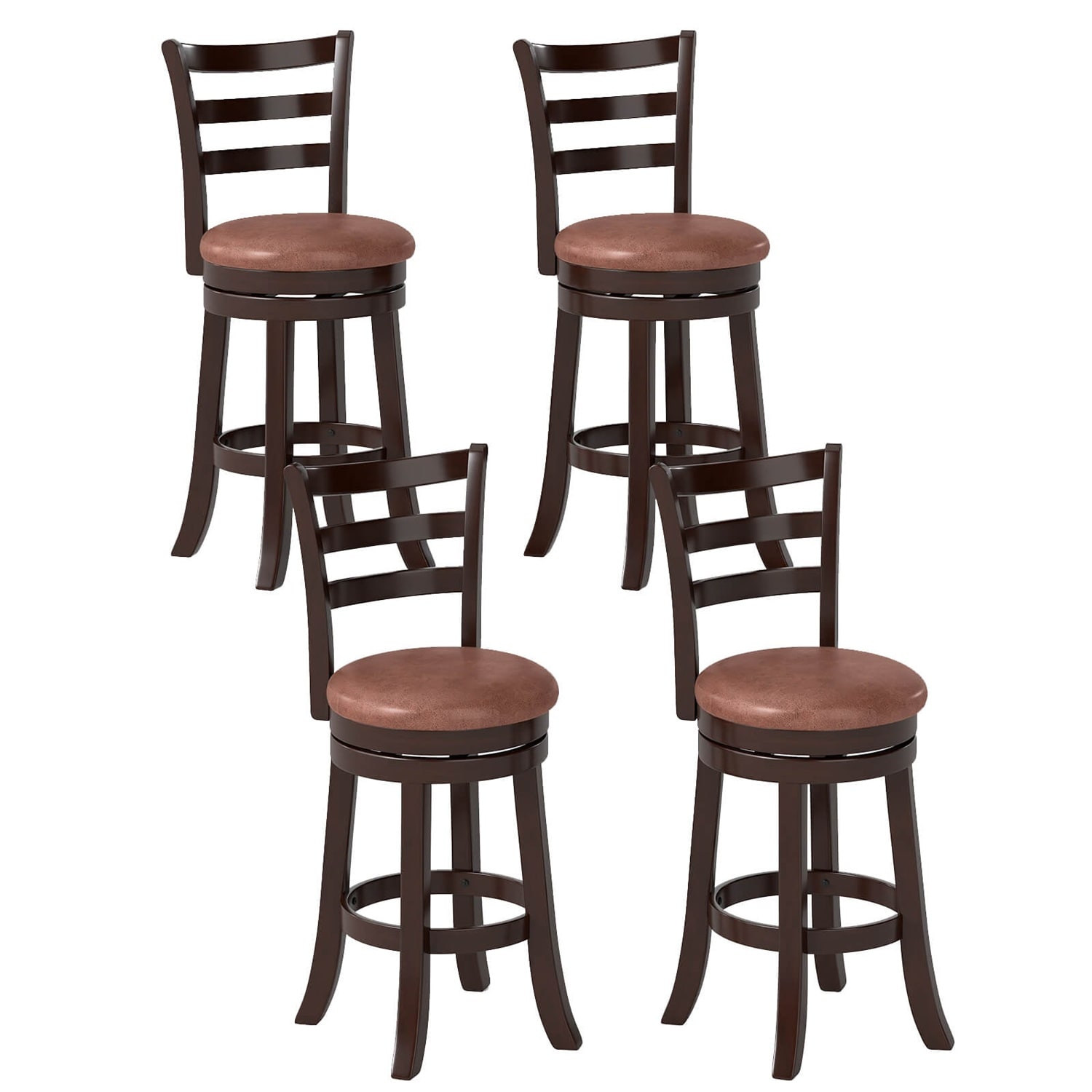 Costway CSHY001831 26 inches Counter Height Swivel Barstools Set of 4 with Back Faux Leather Seat for Pub