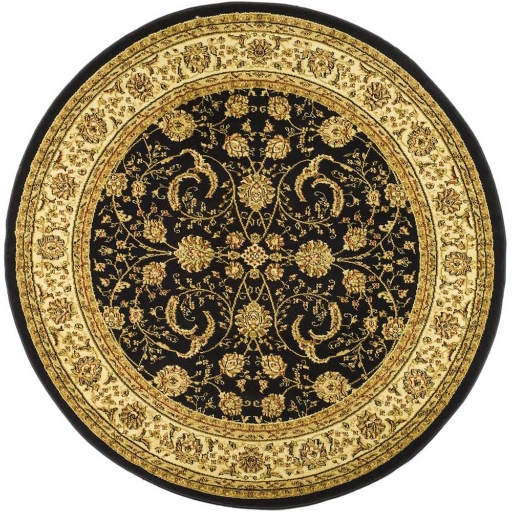 Safavieh LNH219A-8R Lyndhurst Lavar 8 x 8 (ft) Loomed Polypropylene Black/Ivory Round Indoor Floral/Botanical Oriental Area rug