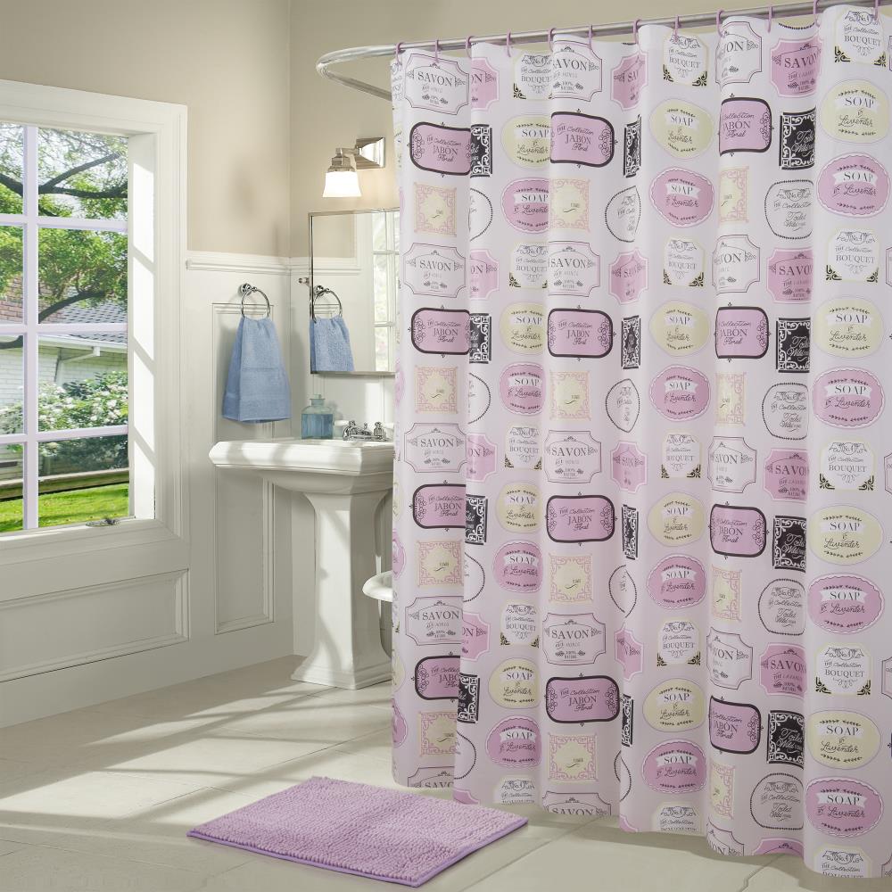Black Beige Patterned Shower Curtain, Pink Black White Shower Curtain