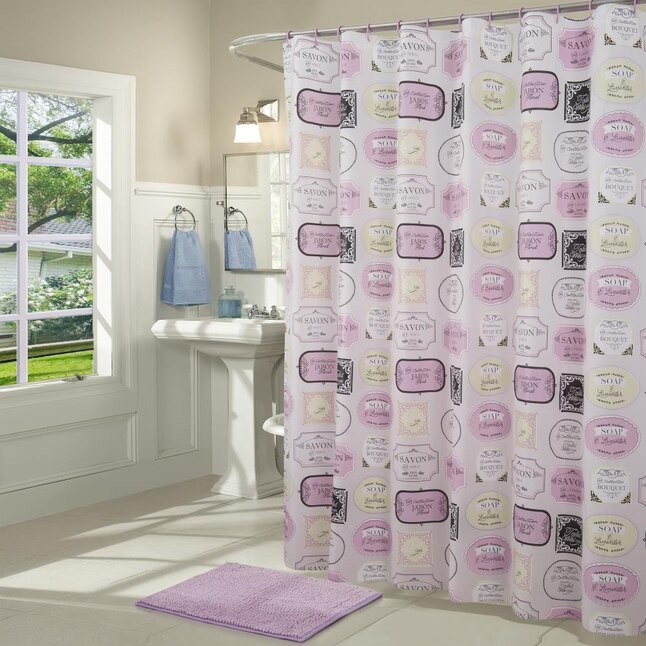 Black Beige Patterned Shower Curtain, Pink Black And Gray Shower Curtain