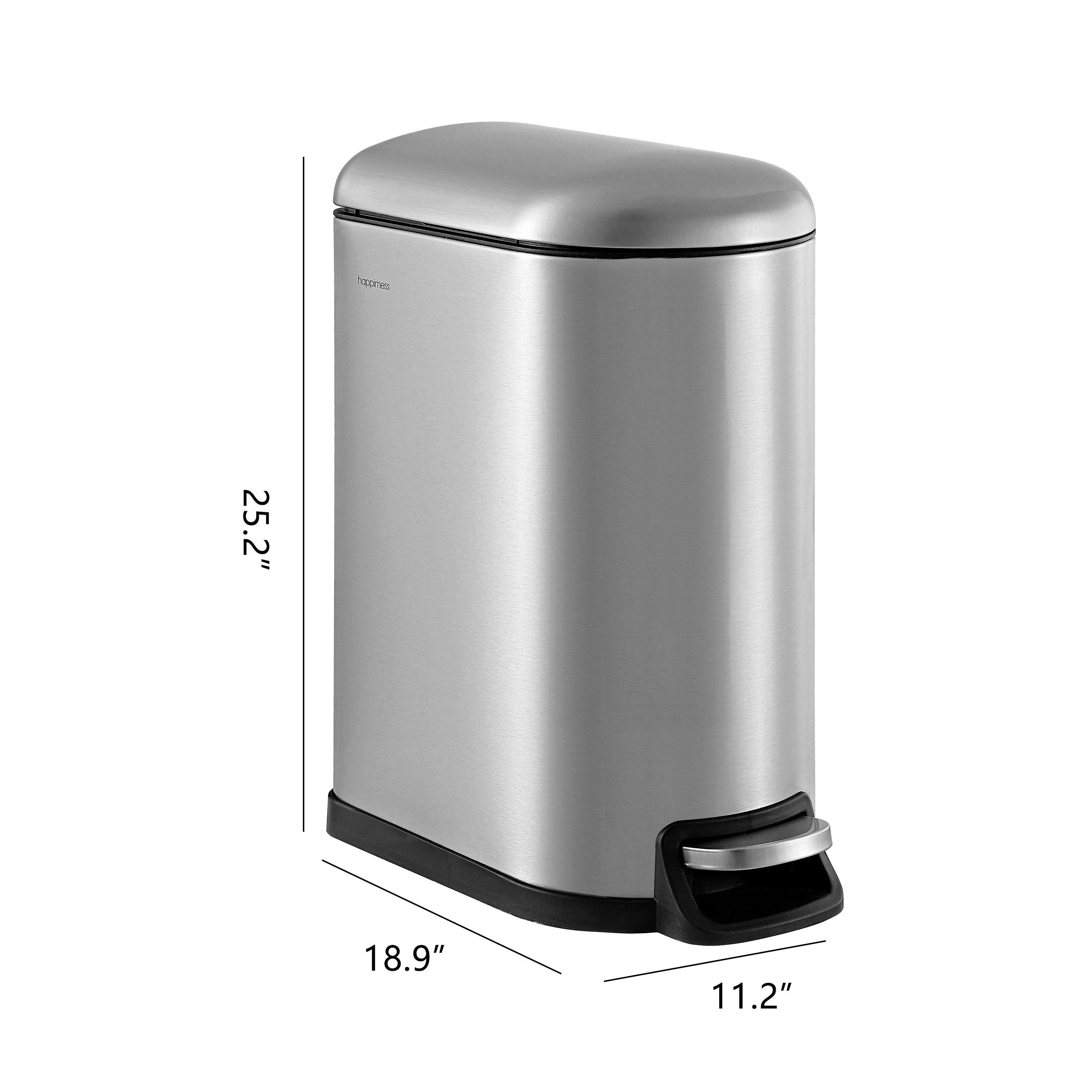 happimess 10.6-Gallons Chrome Steel Indoor Kitchen Trash Can with Lid ...