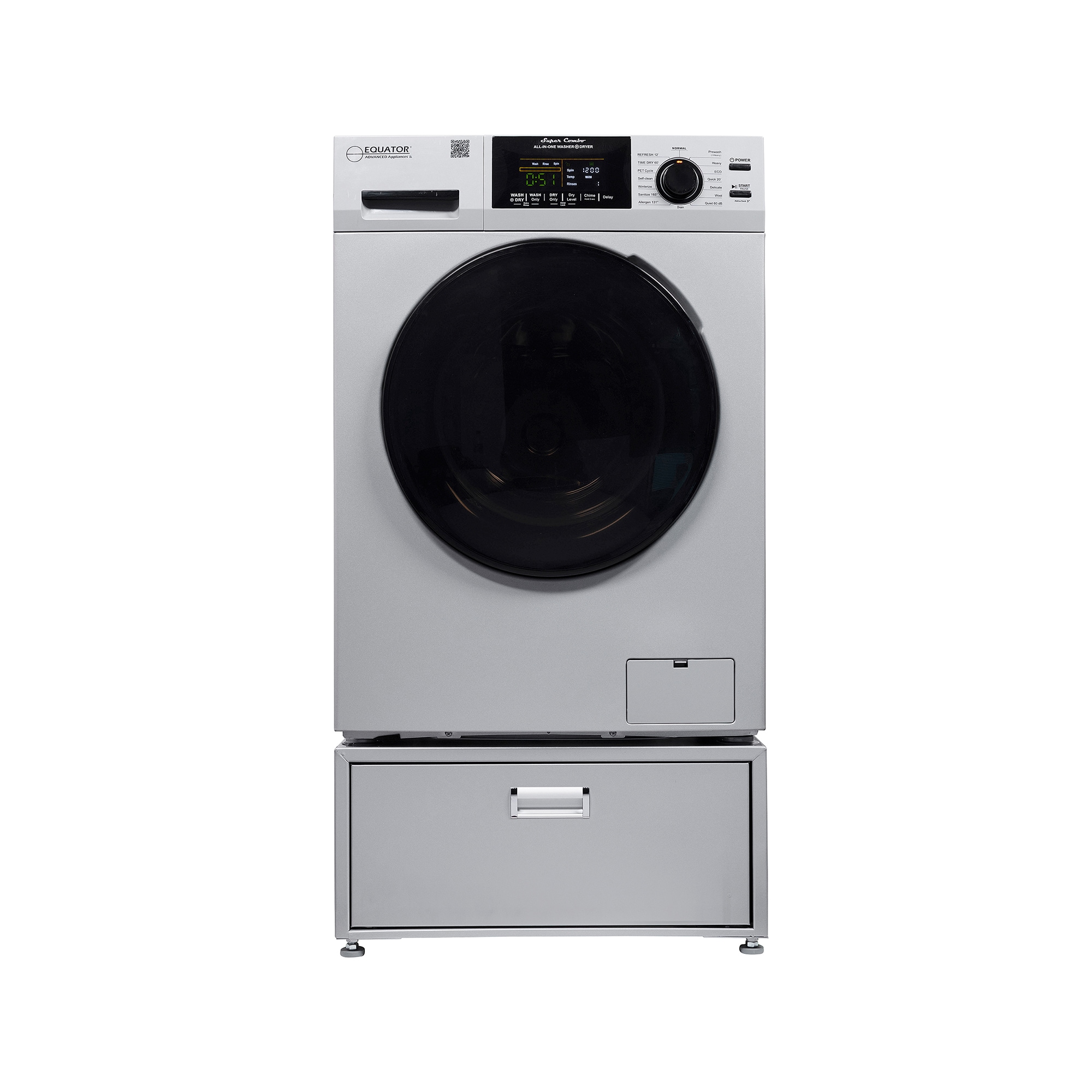 Equator Advanced Appliances EZ 4700 S + PDL 4455 1.62-cu ft Capacity Silver Ventless All-In-One Washer Dryer Combo