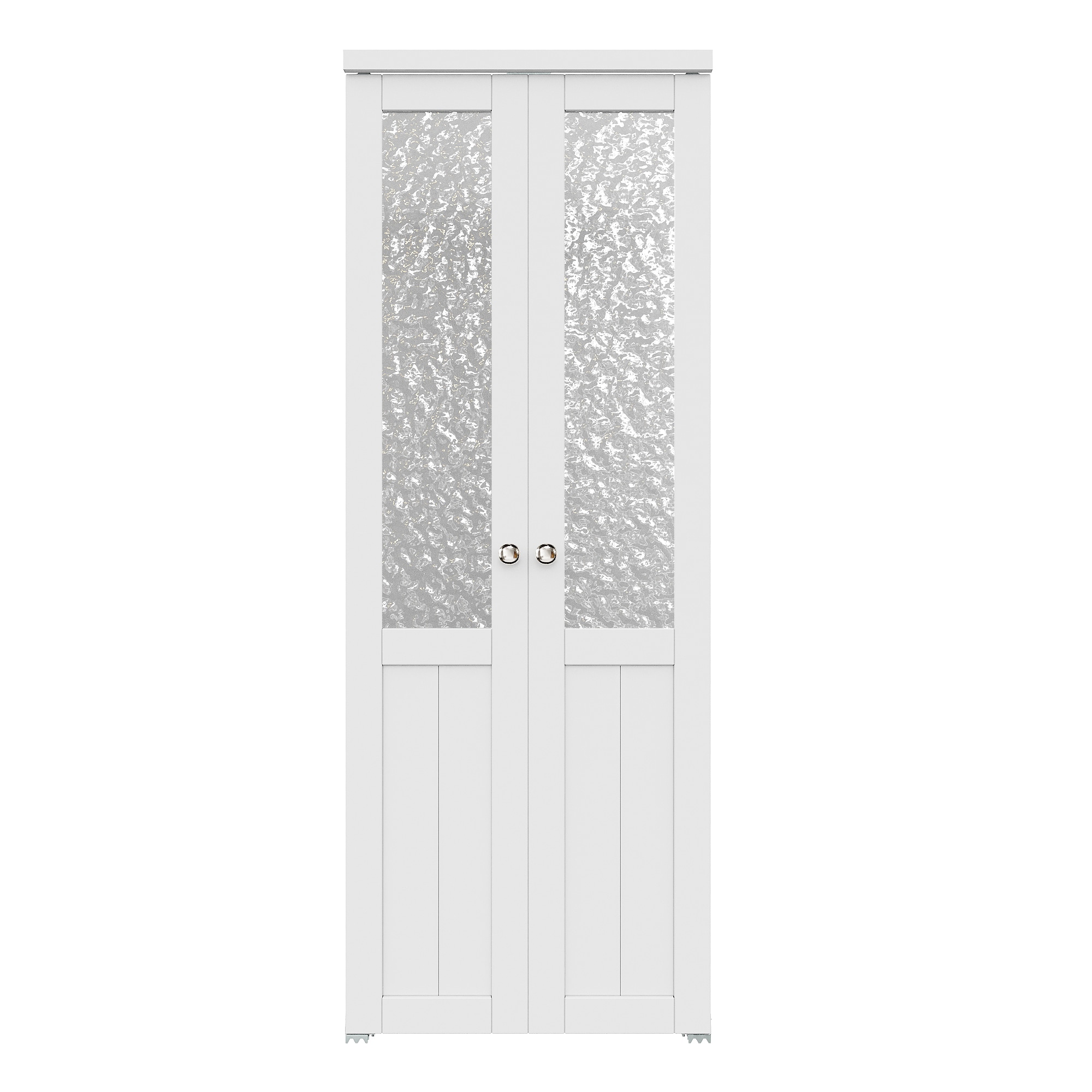 JUJUBON IN-CD-PIWT-PV-BL-30 Closet Door 30-in x 80-in White 2-panel Frosted glass Smooth Solid core Prefinished MDF Closet Pivot Door ( Hardware Included )