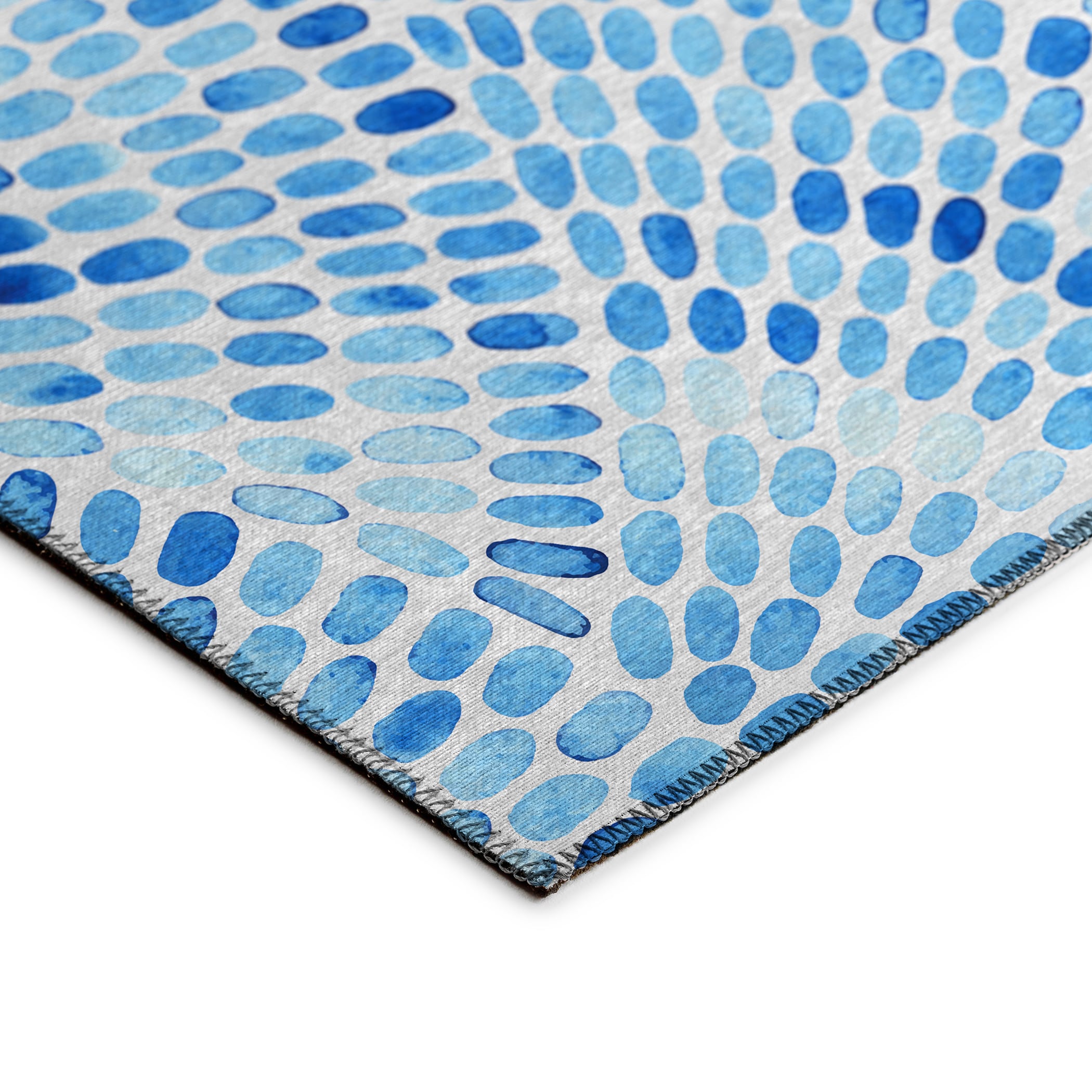 Blue Gradient Chenille Flat Woven Rectangular Rug 3' x 5'