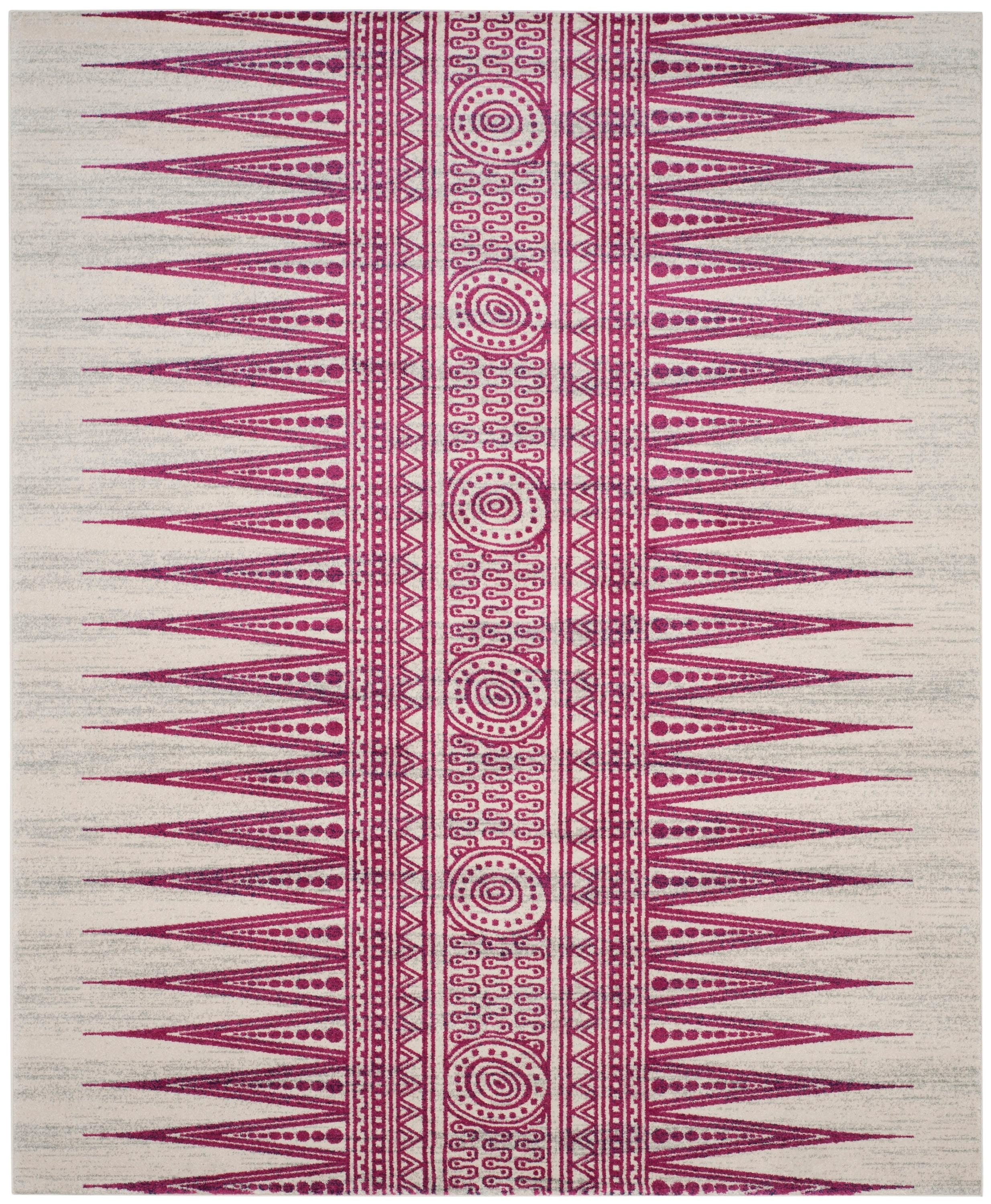 Safavieh EVK226F-8 Evoke Layla 8 x 10 (ft) Loomed Synthetic Ivory/Fuchsia Rectangular Indoor Abstract Bohemian/Eclectic Area rug