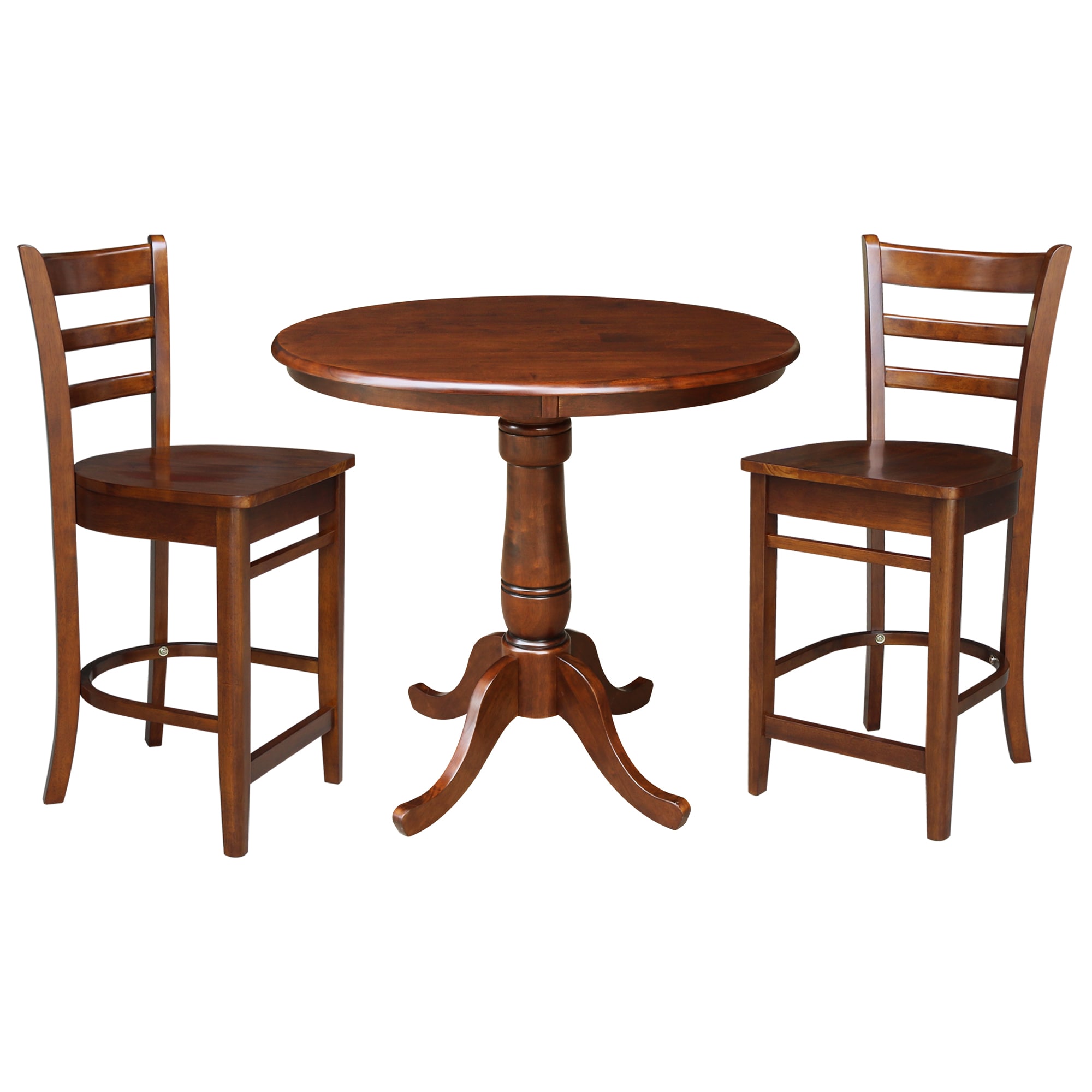 International Concepts K581-36RT-S6172-2 Espresso Traditional Dining Room Set with Round Table ( Seats 2 )