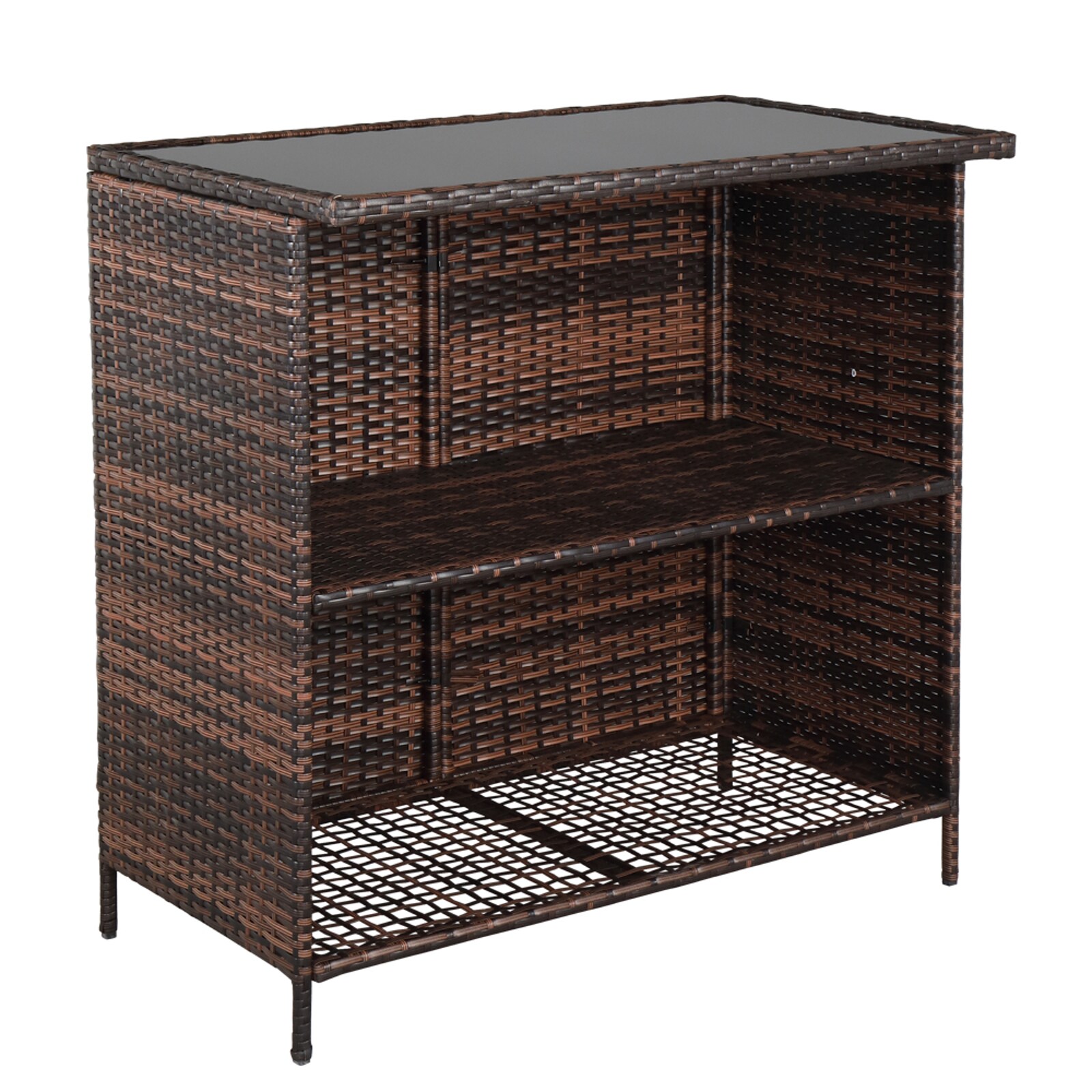 Off-white Cushioned Wicker Barstool Bistro Set with Glass Top Table