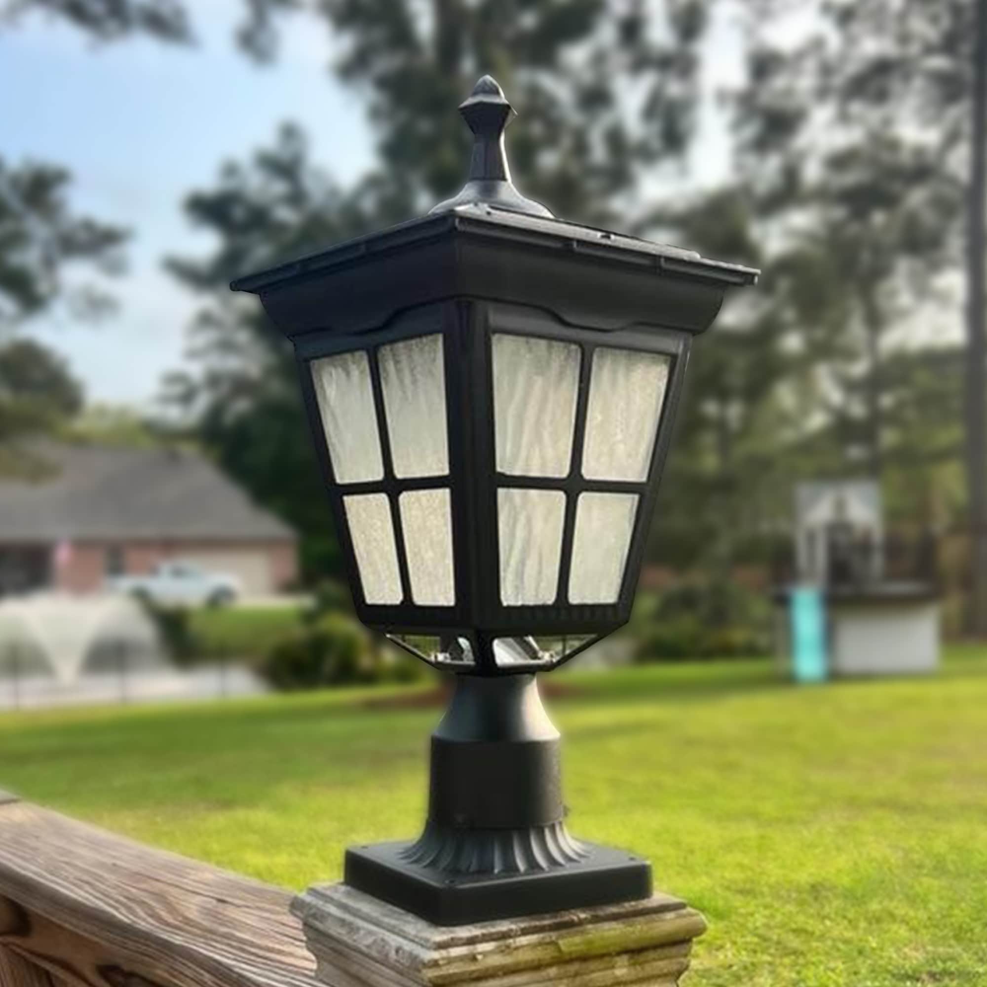Cedar Hill 431101 Post Light 18-in Black Traditional Solar Outdoor Light post lantern with Dusk-to Dawn Sensor Photocell Sensor