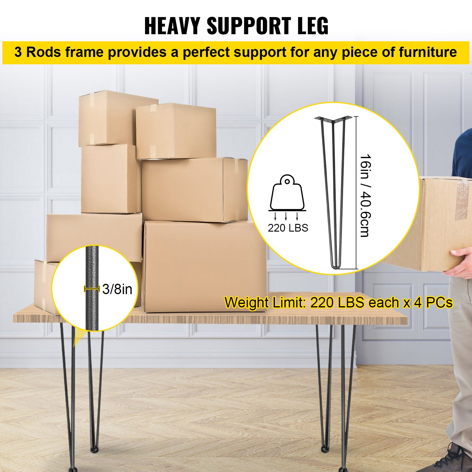 VEVOR TZZT4PCS16YC3G001V0 Wood-Table-Legs - View #4