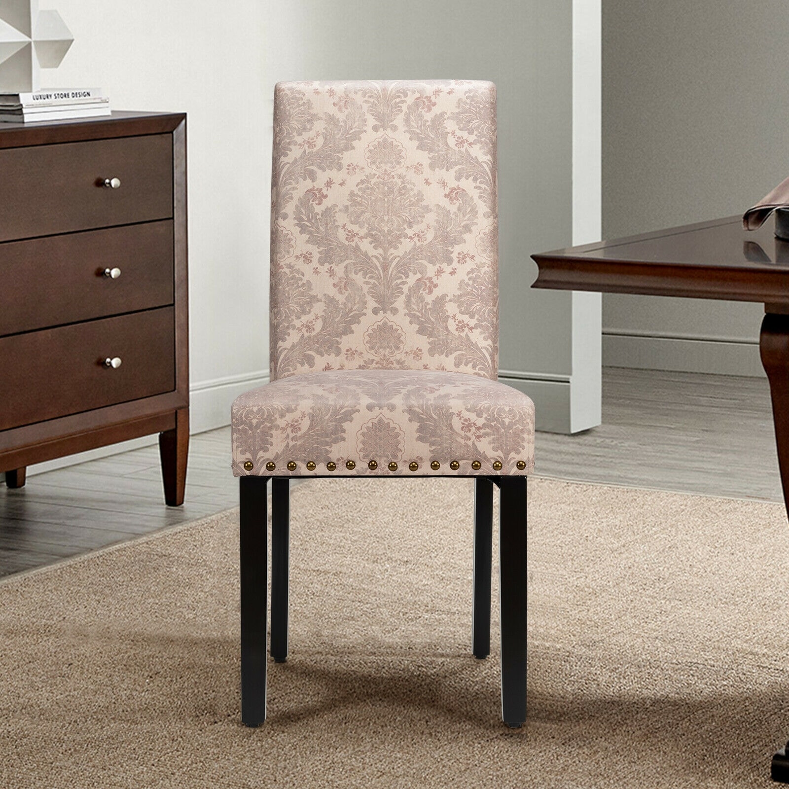 sture damask upholstered dining chair