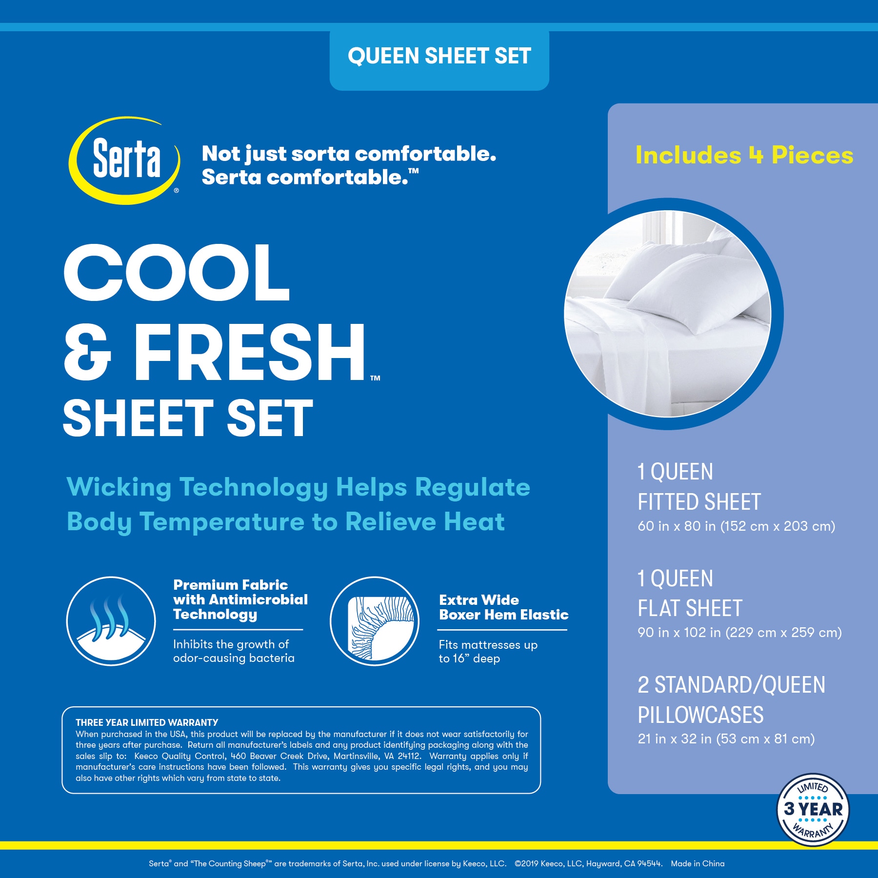 Serta Queen 85-Thread-Count Microfiber White Bed-Sheet in the Bed Sheets  department at