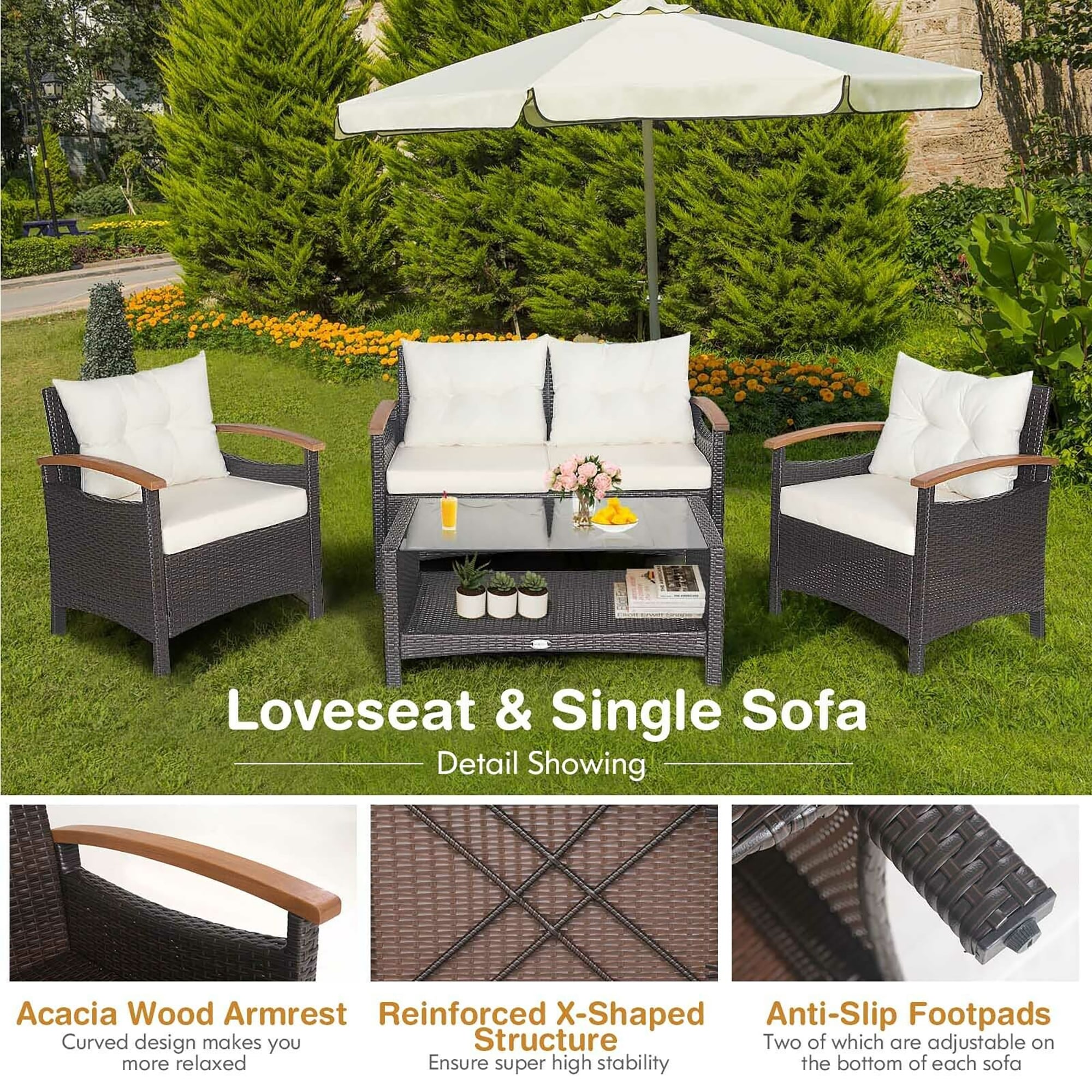 Forclover HYFL-69WH Patio-Conversation-Sets - View #2