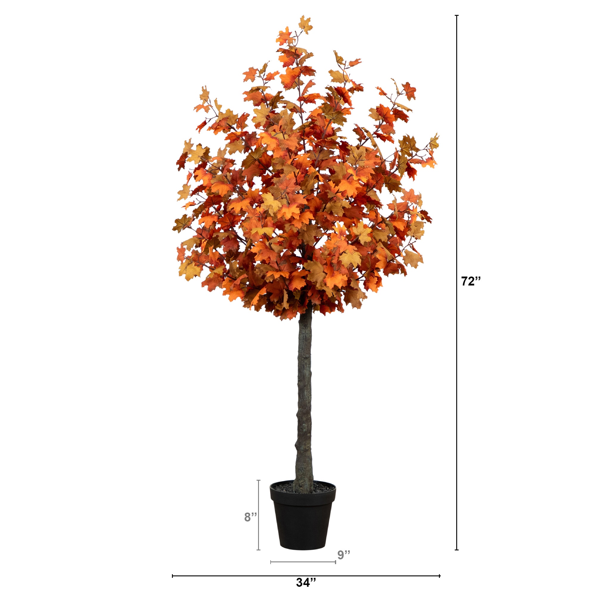6ft Autumn Maple Artificial Fall Tree in Black Pot