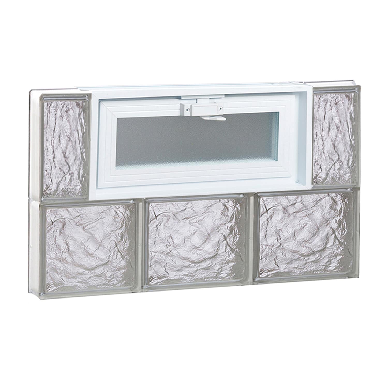 REDI2SET V2416IS Ice Glass 23-1/4-in x 15-1/2-in Frameless Replacement Vented Glass Block Window