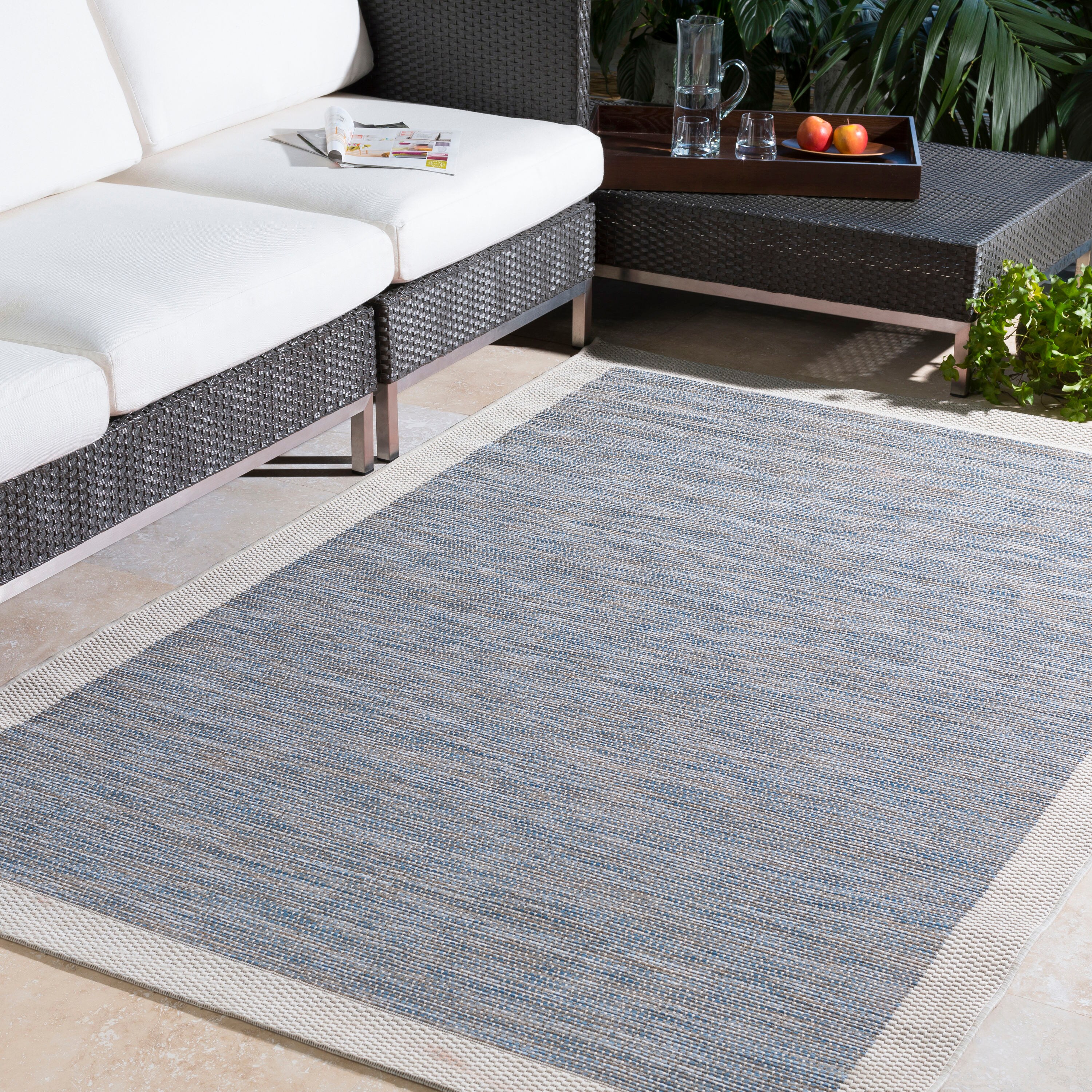 Surya Santa Cruz 8 x 11 Blue Indoor Solid Area Rug in the Rugs