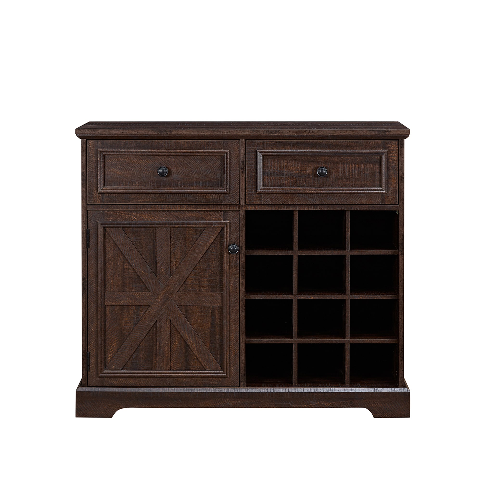 SINOFURN SYC500016BN Rustic Brown Reclaimed wood Sideboard with Wine Storage