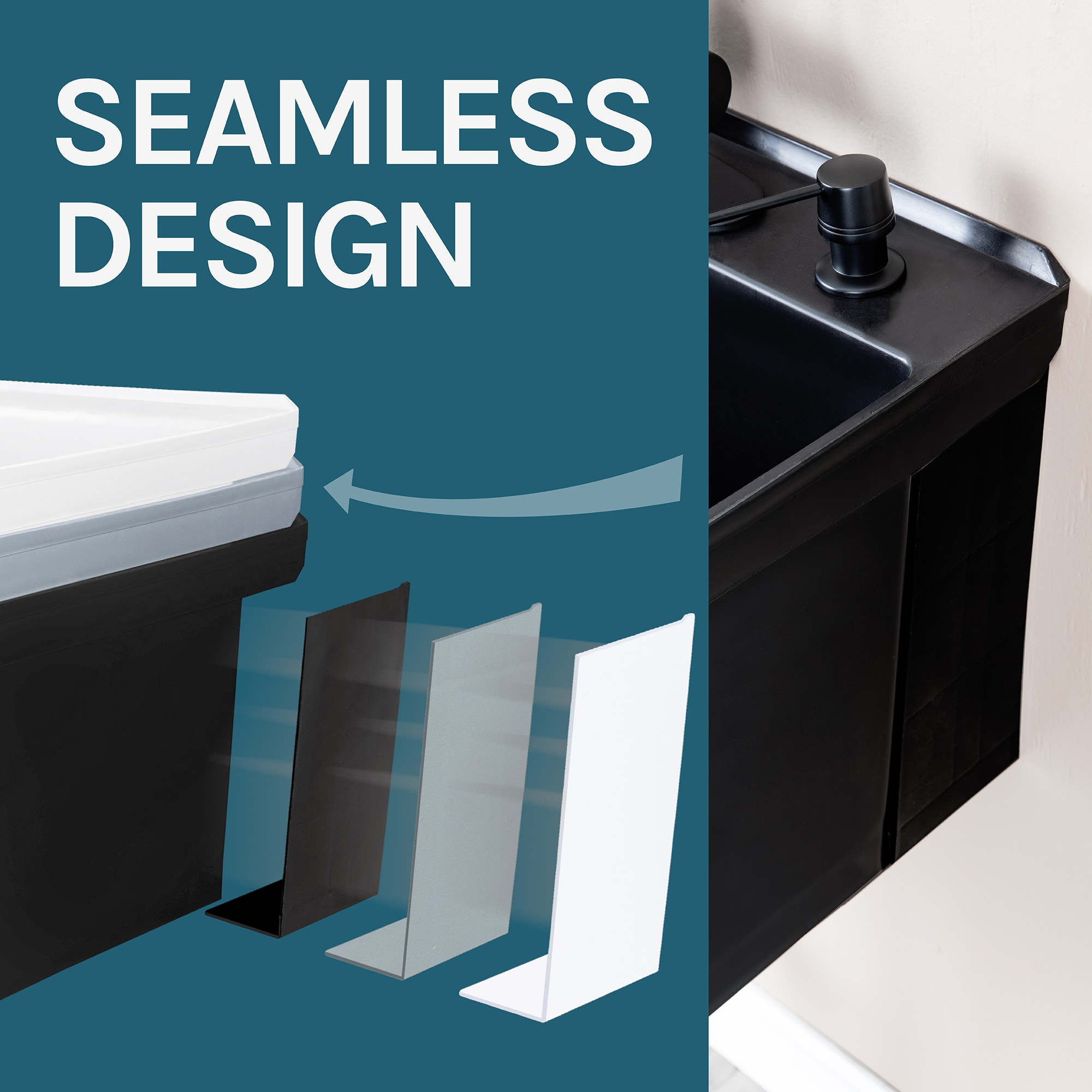 Black Wall Mount Utility Sink with Pull-Down Faucet