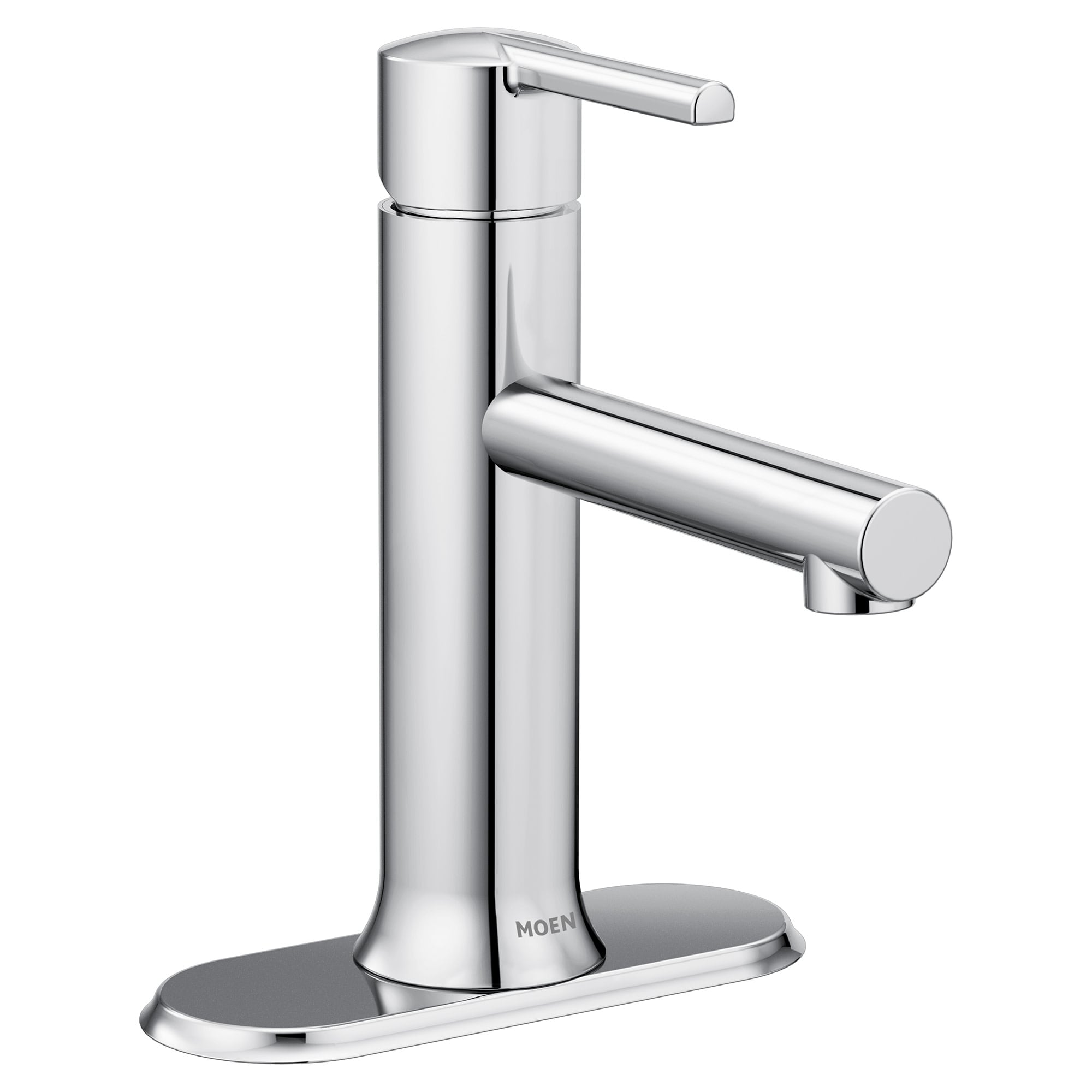 Moen 84770 Chrome Single hole 1-handle WaterSense High-arc Commercial/Residential Handle Bathroom Sink Faucet with Drain with Deck Plate