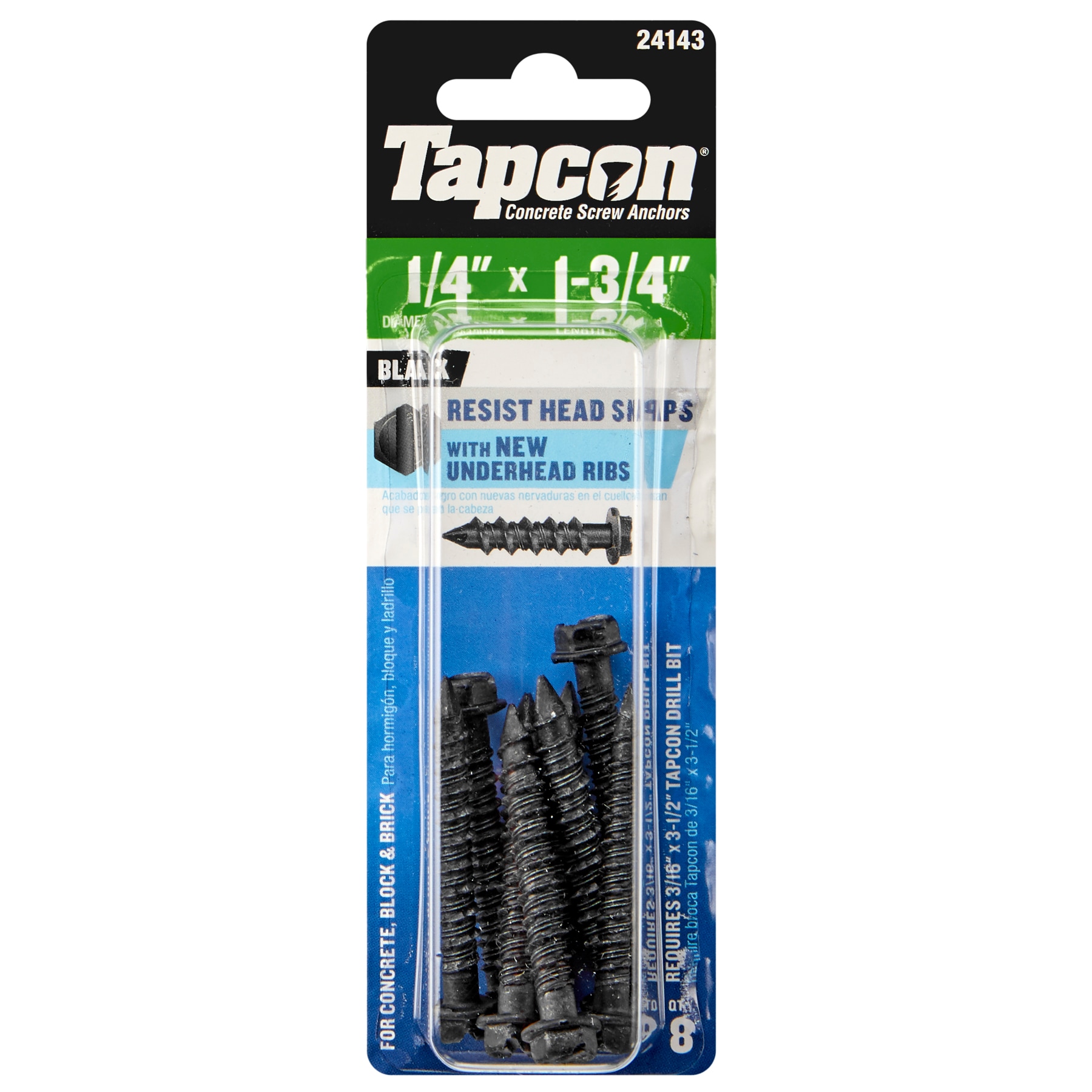 Tapcon 1/4-in x 1-3/4-in Concrete Screws Anchors (8-Pack) 24143 at ...