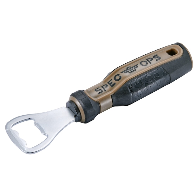 Spec Ops Tools Black/Tan Manual Handheld Bottle Opener in the