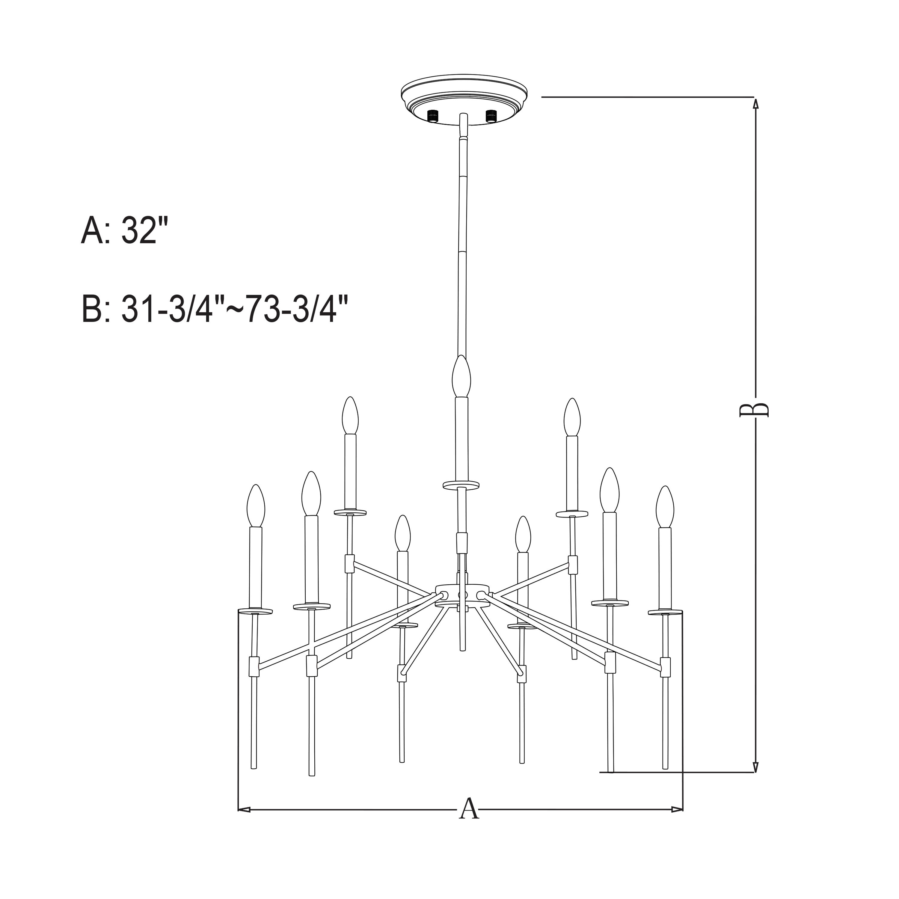 Kedzie 32" Natural Brass 9-Light Mid-Century Modern Chandelier