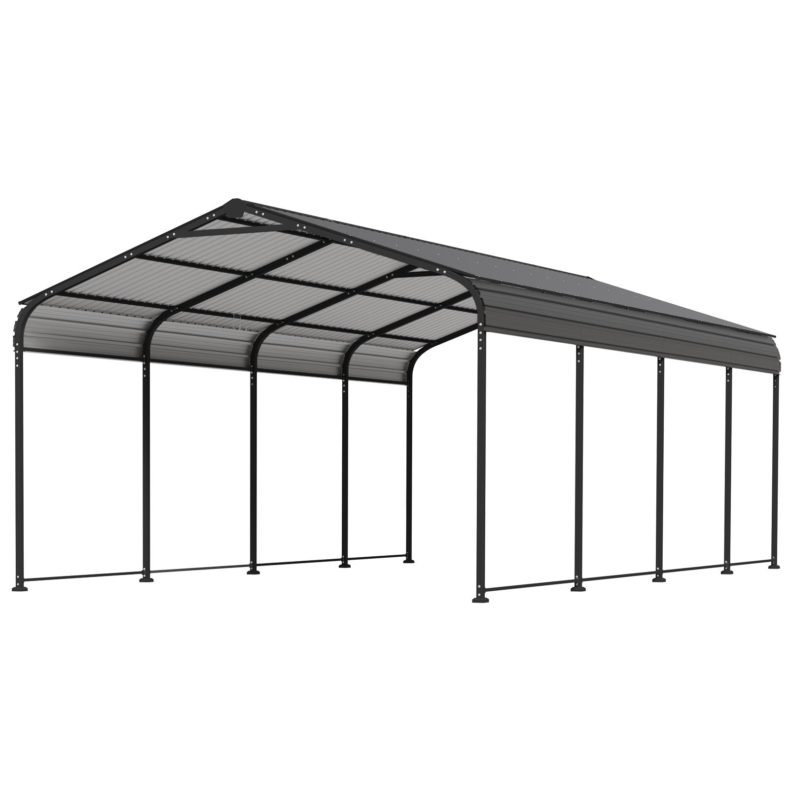 AOXUN AX-77BK49 Economy Series 12-ft W x 20-ft L x 8.6-ft H Black Metal Carport with Metal Roof