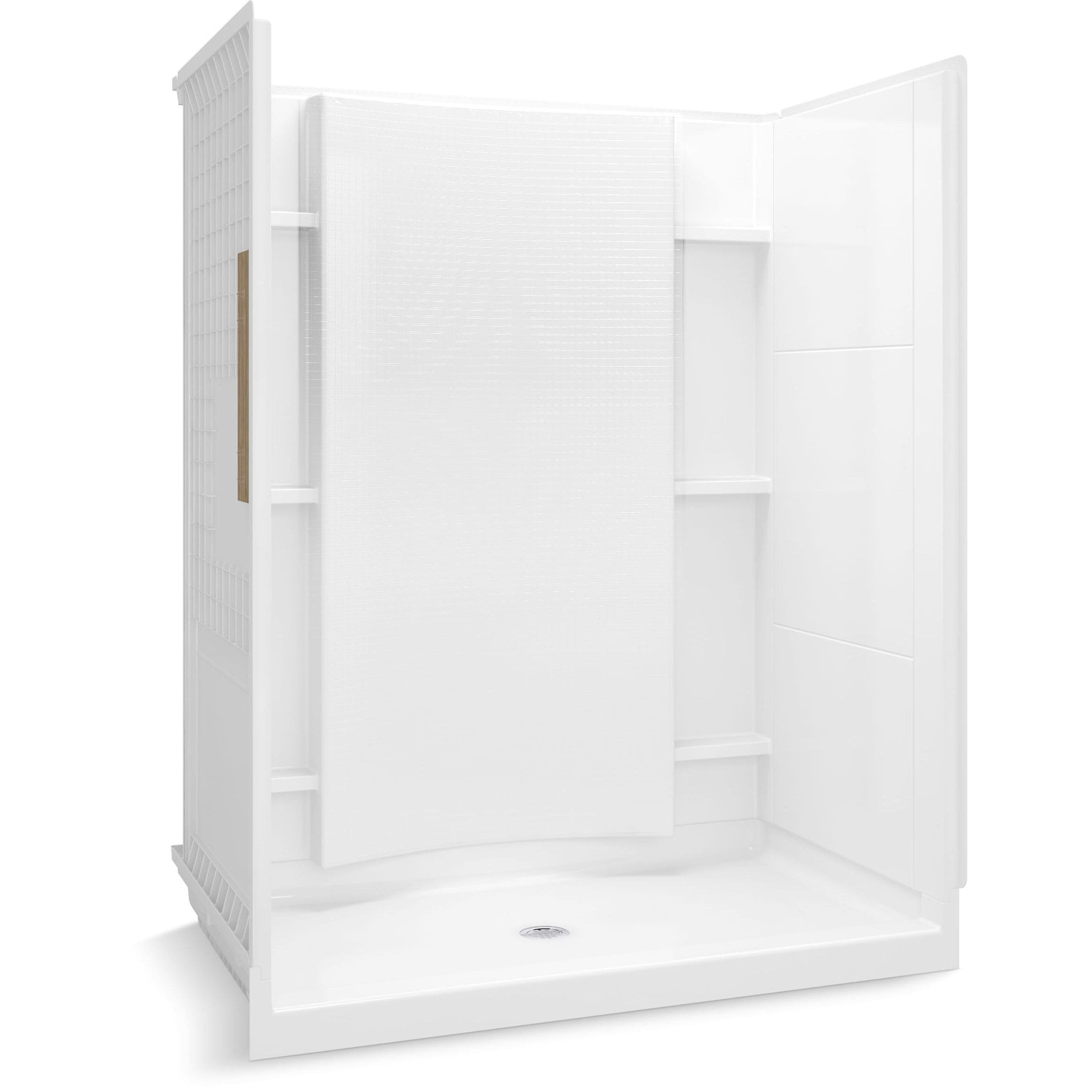 Accord White Vikrell Rectangular Alcove Shower Kit with Base and Wall