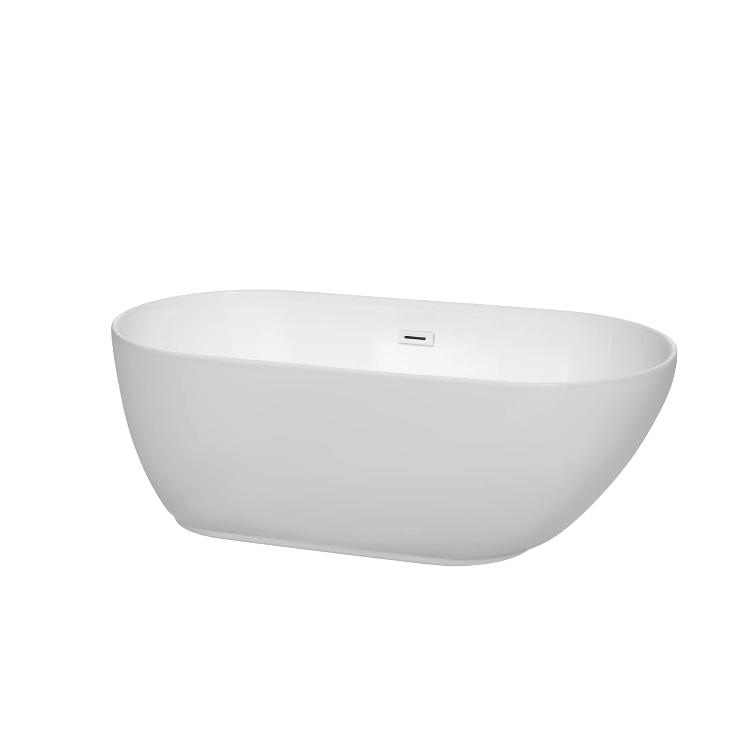 Wyndham Collection Melissa 29.25-in x 60-in White with Shiny White Trim  Acrylic Oval Freestanding Soaking Bathtub with Drain (Center Drain) at  Lowes.com