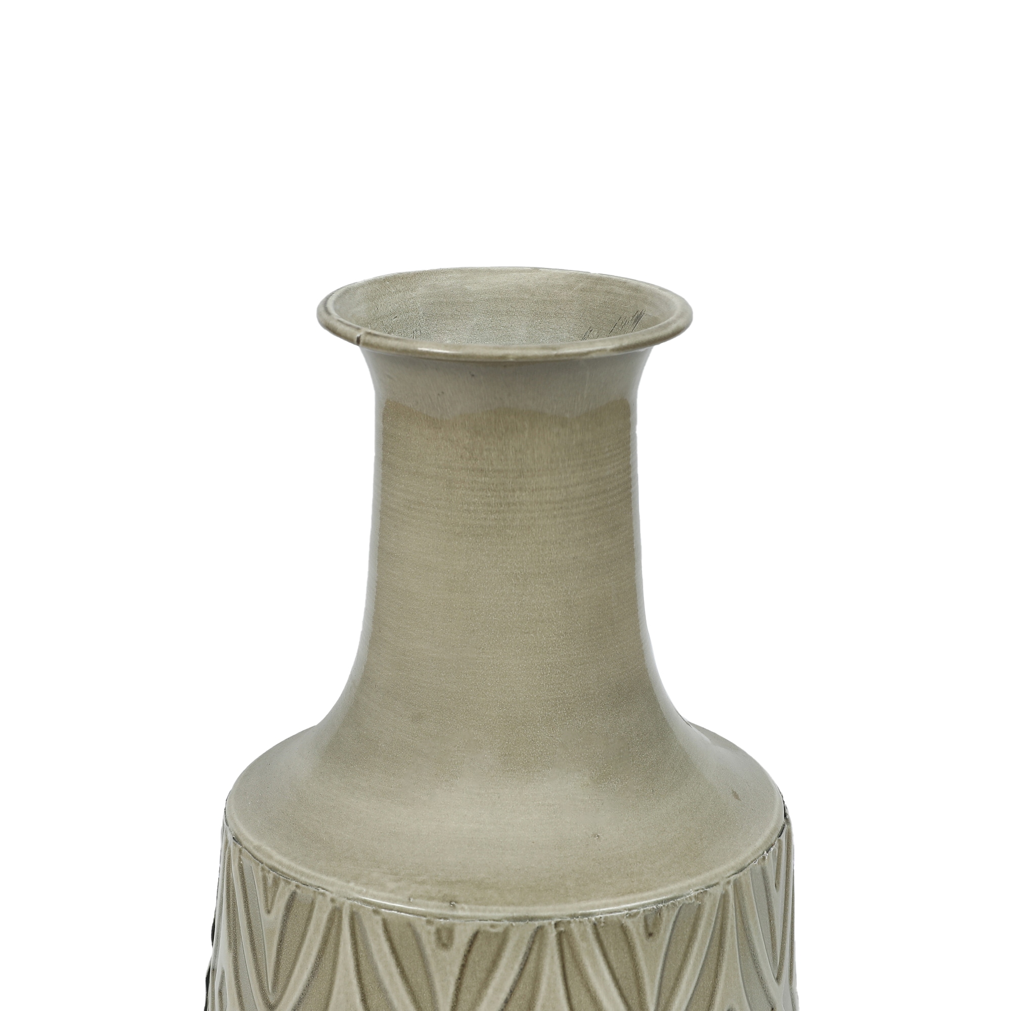 Vintage Gray and Green Metal Decorative Table Vases Set